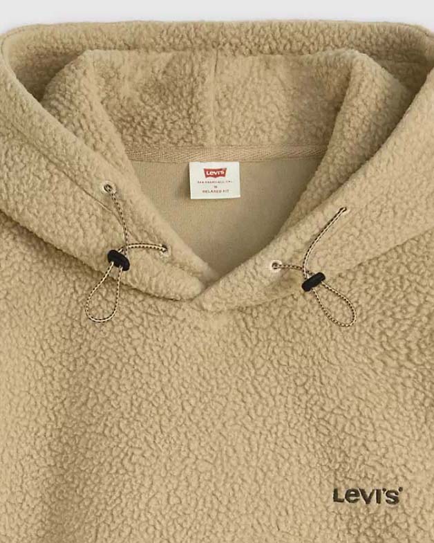 Felpa Levi's in pile sherpa cammello con cappuccio image