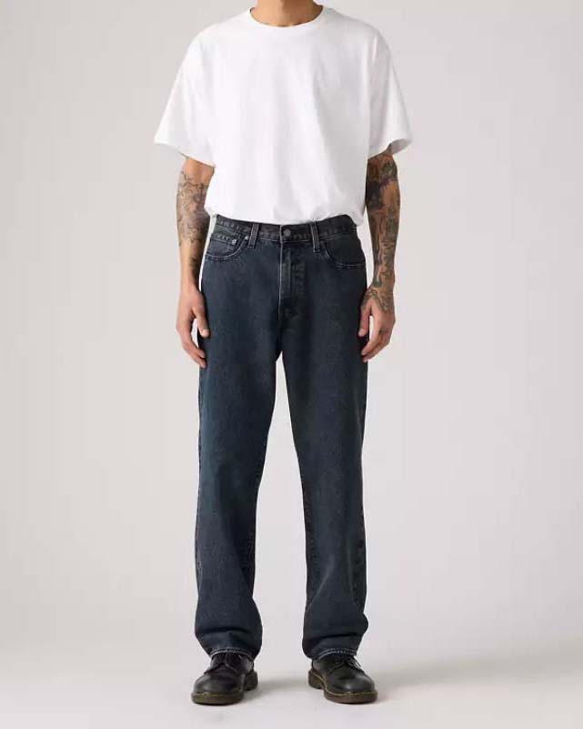 Jeans Levi's 568 straight-fit lavaggio scuro stone washed in tela di puro cotone