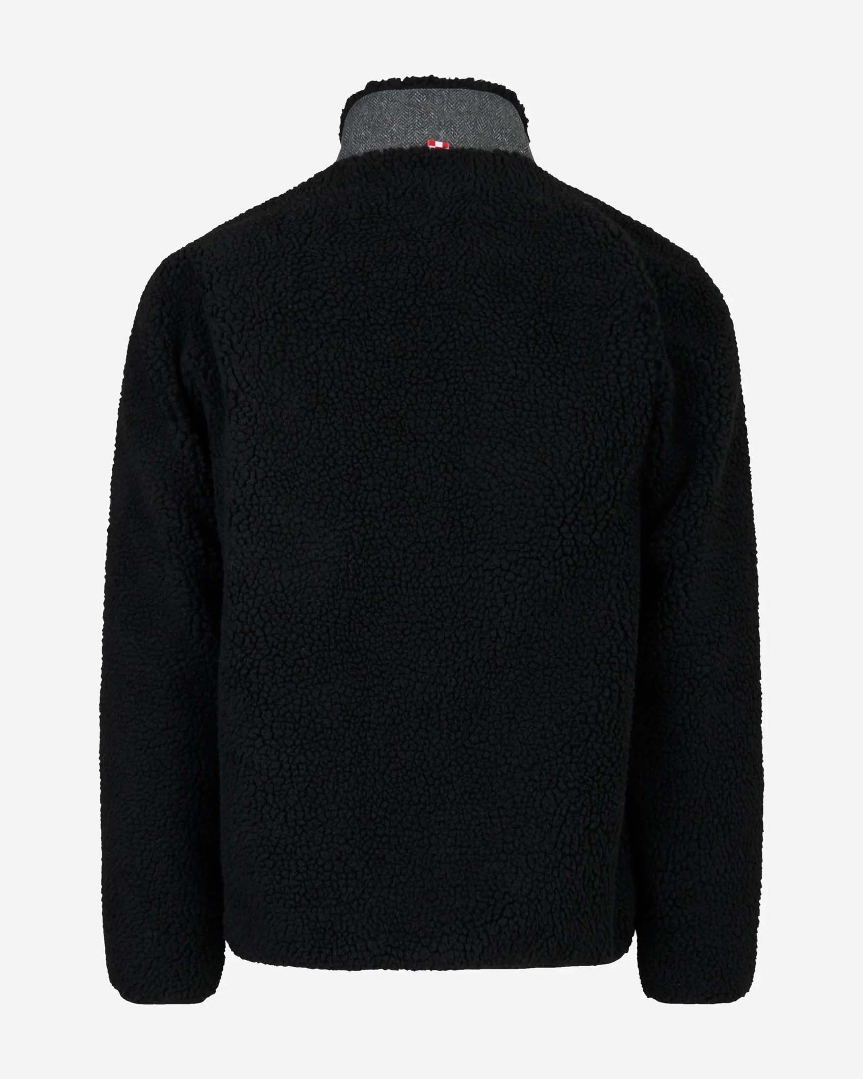Giacca MC2 Saint Barth in sherpa nero con taschino e dettagli in tessuto chevron image