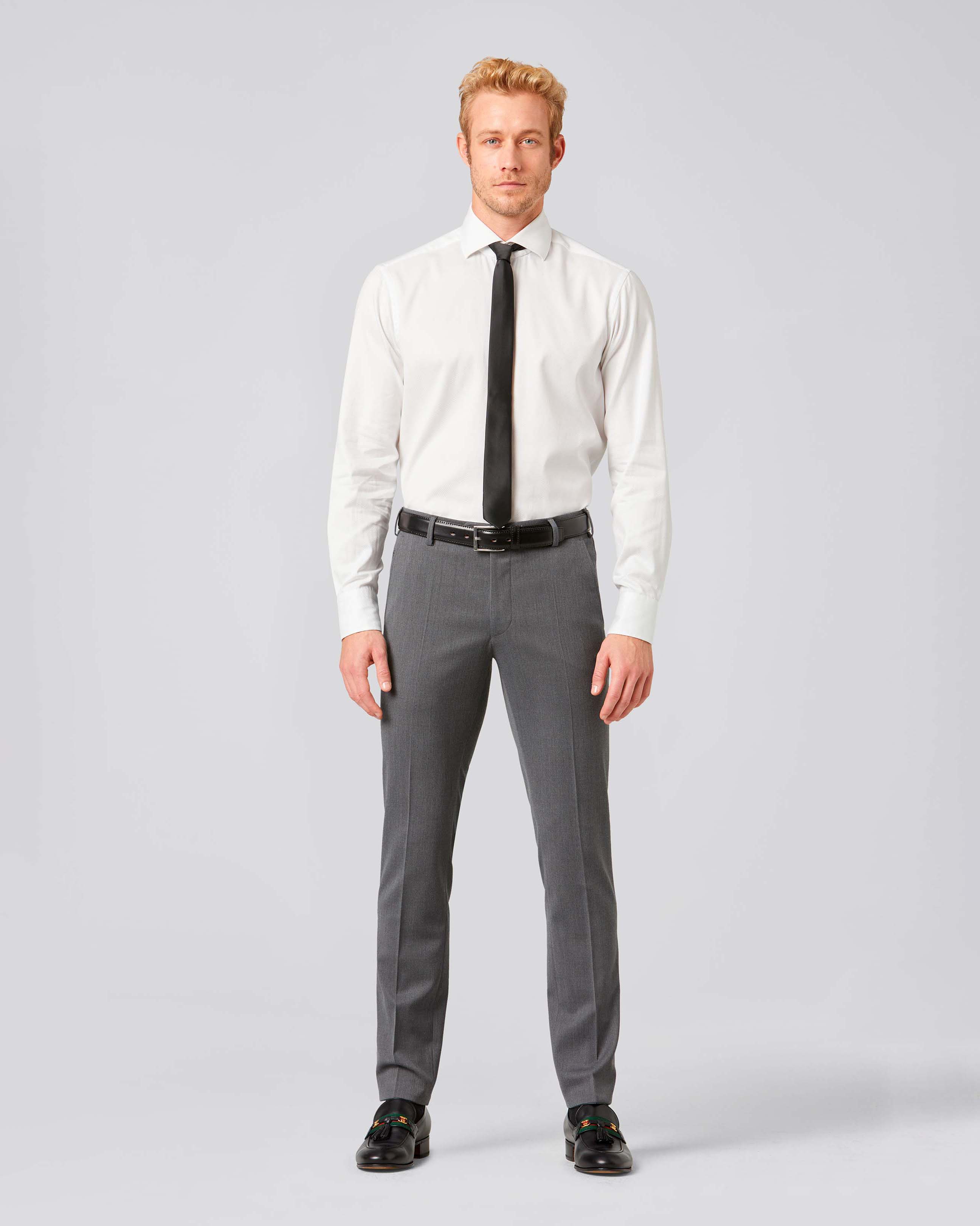 Meyer — Pantalone Meyer Bonn grigio in sallia di misto lana stretch a gamba dritta