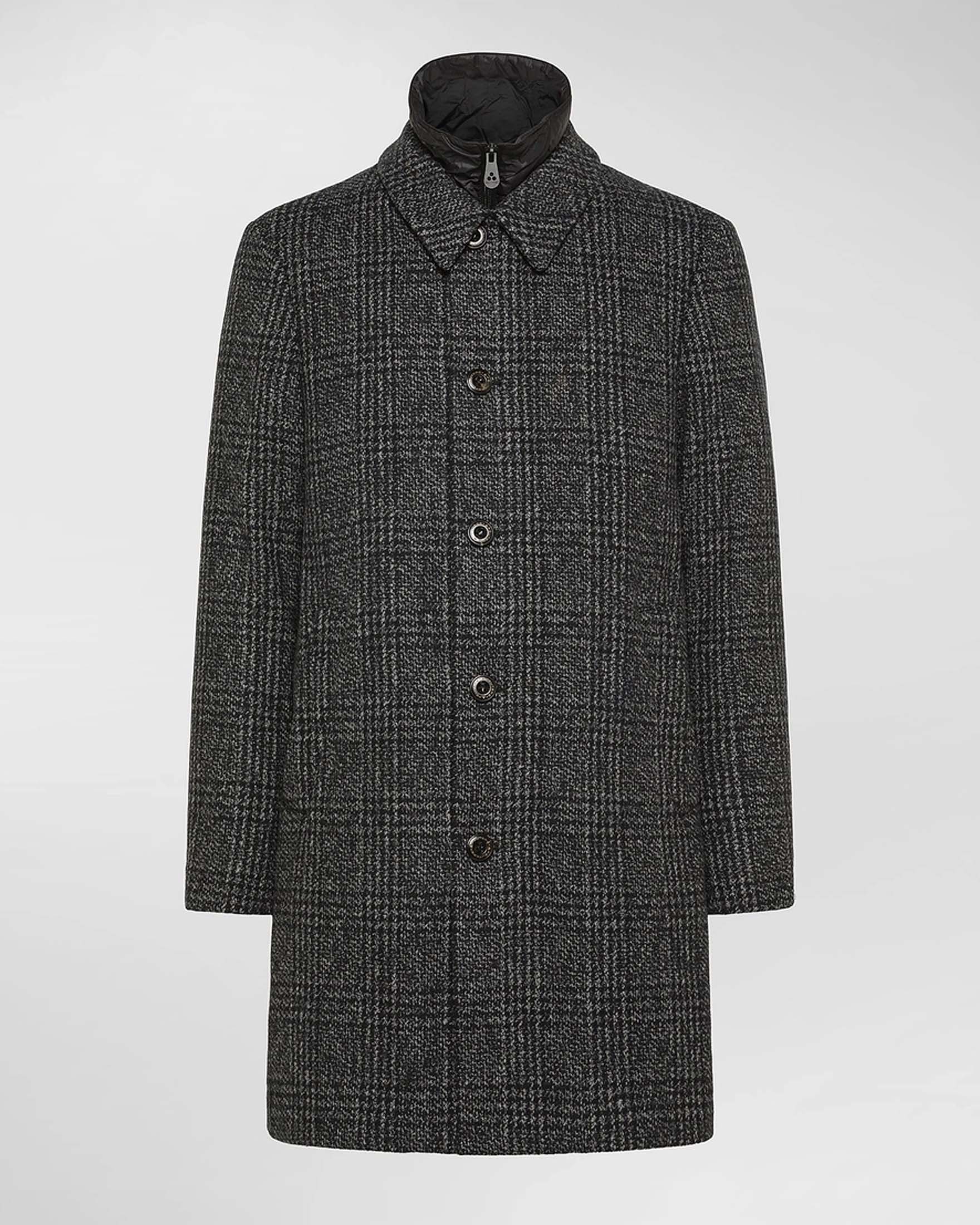 Cappotto Fionnghal Peuterey antracite in panno di lana check con pettorina staccabile image