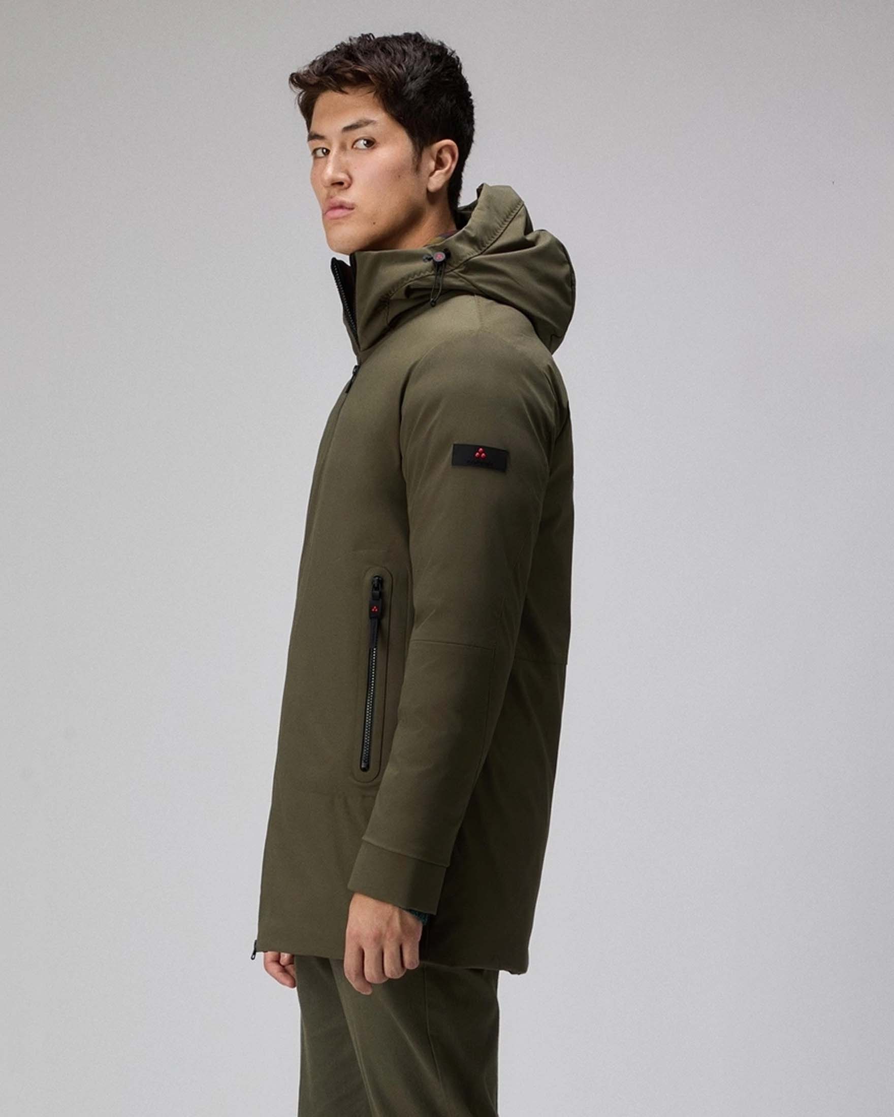 Giubbino Metide Peuterey verde militare in tessuto tecnico stretch con cappuccio
