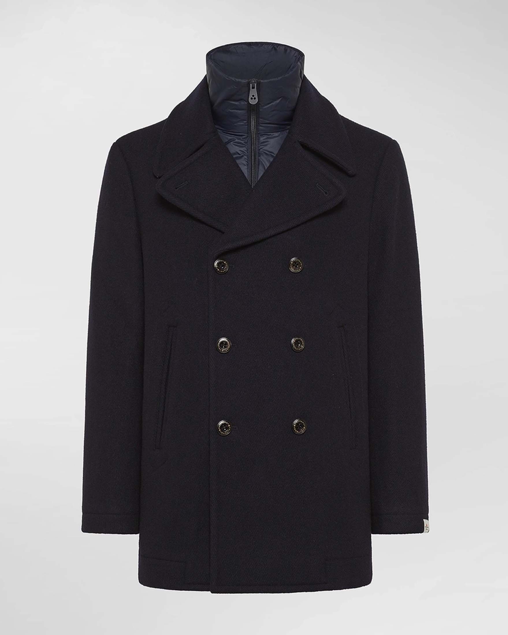 Caban Pitloch Peuterey blu in panno di lana con pettorina staccabile image