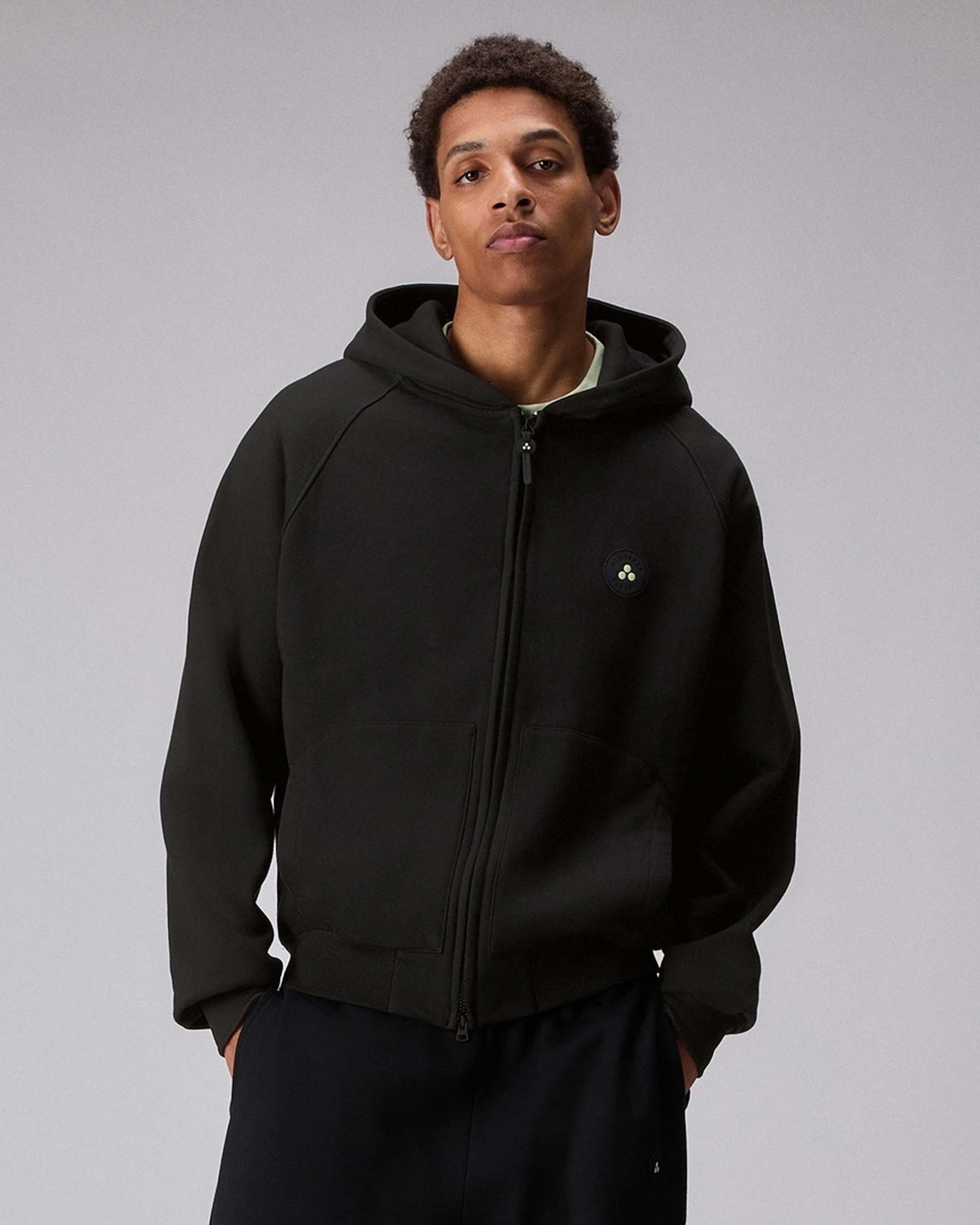 Felpa Peuterey Patek nera over-fit con cappuccio e chiusura zip