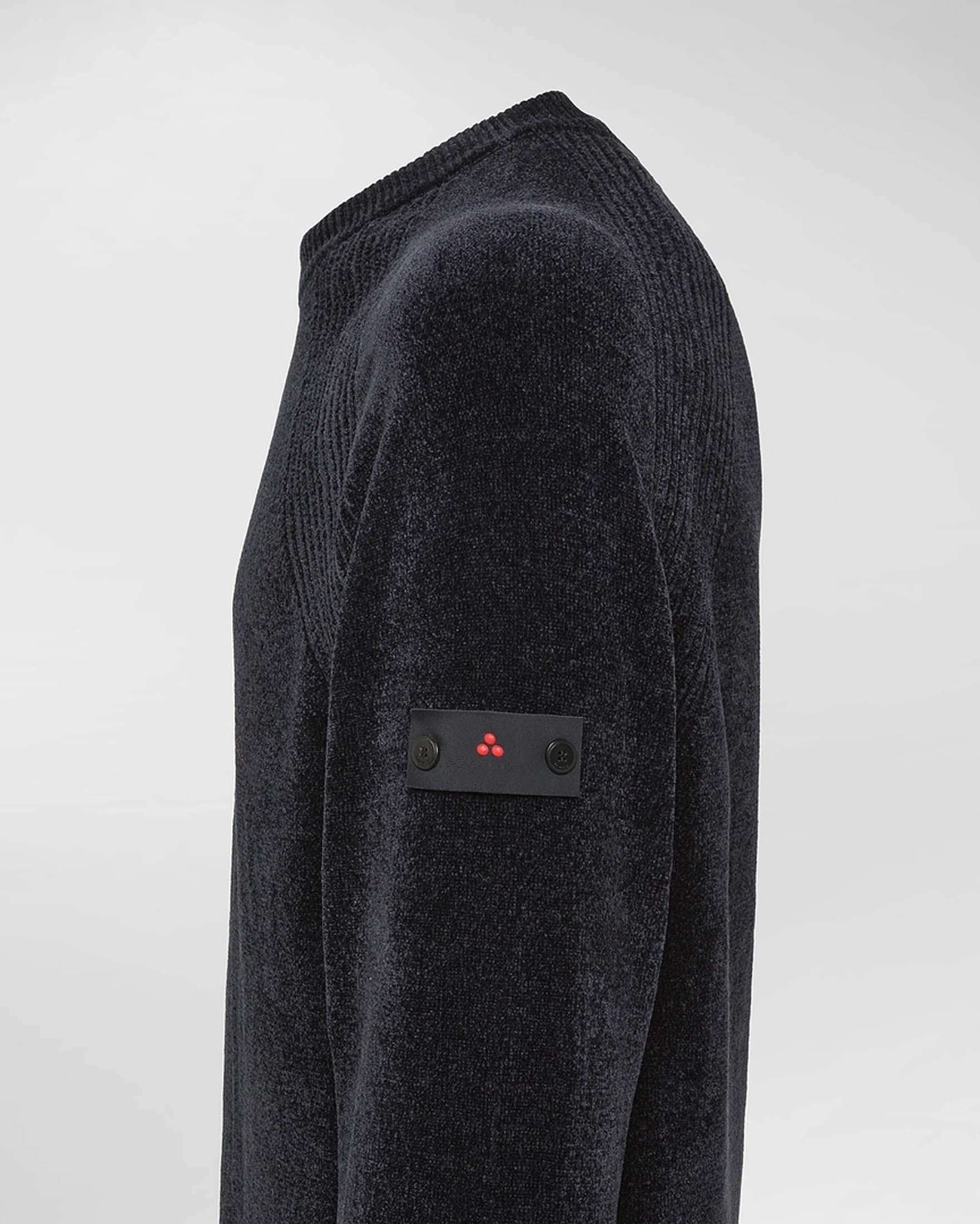 Maglia girocollo Sironi Peuterey blu in ciniglia con inserto a costine sulle spalle image