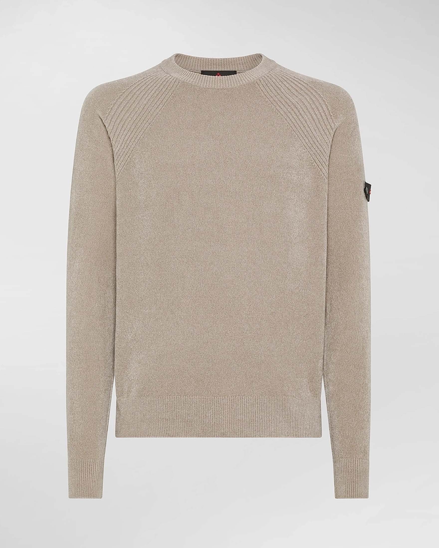 Maglia girocollo Sironi Peuterey beige in ciniglia con inserto a costine sulle spalle