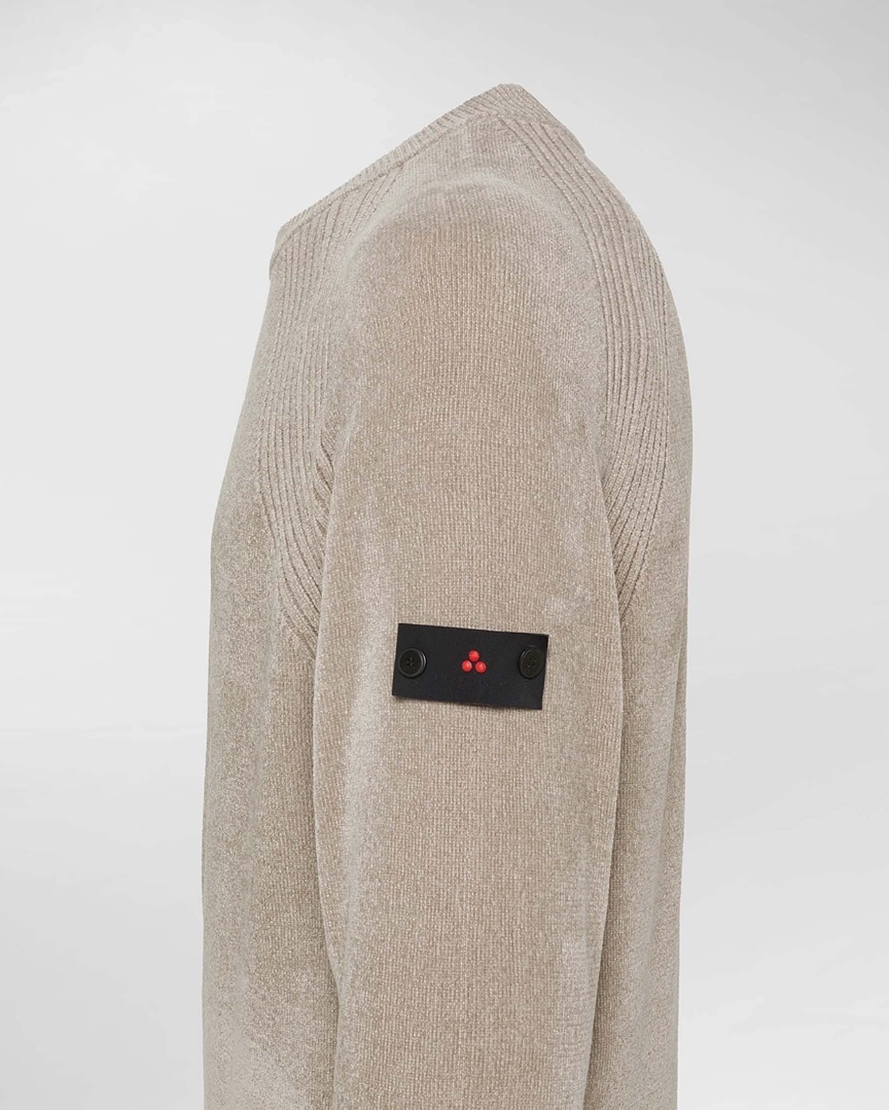 Maglia girocollo Sironi Peuterey beige in ciniglia con inserto a costine sulle spalle image