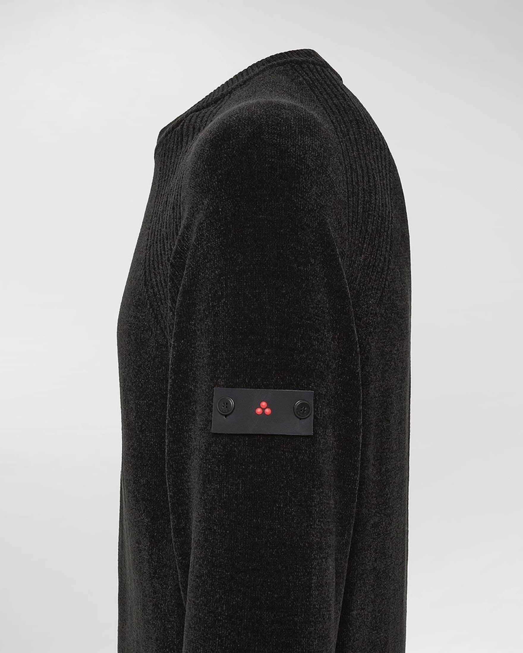 Maglia girocollo Sironi Peuterey nera in ciniglia con inserto a costine sulle spalle image