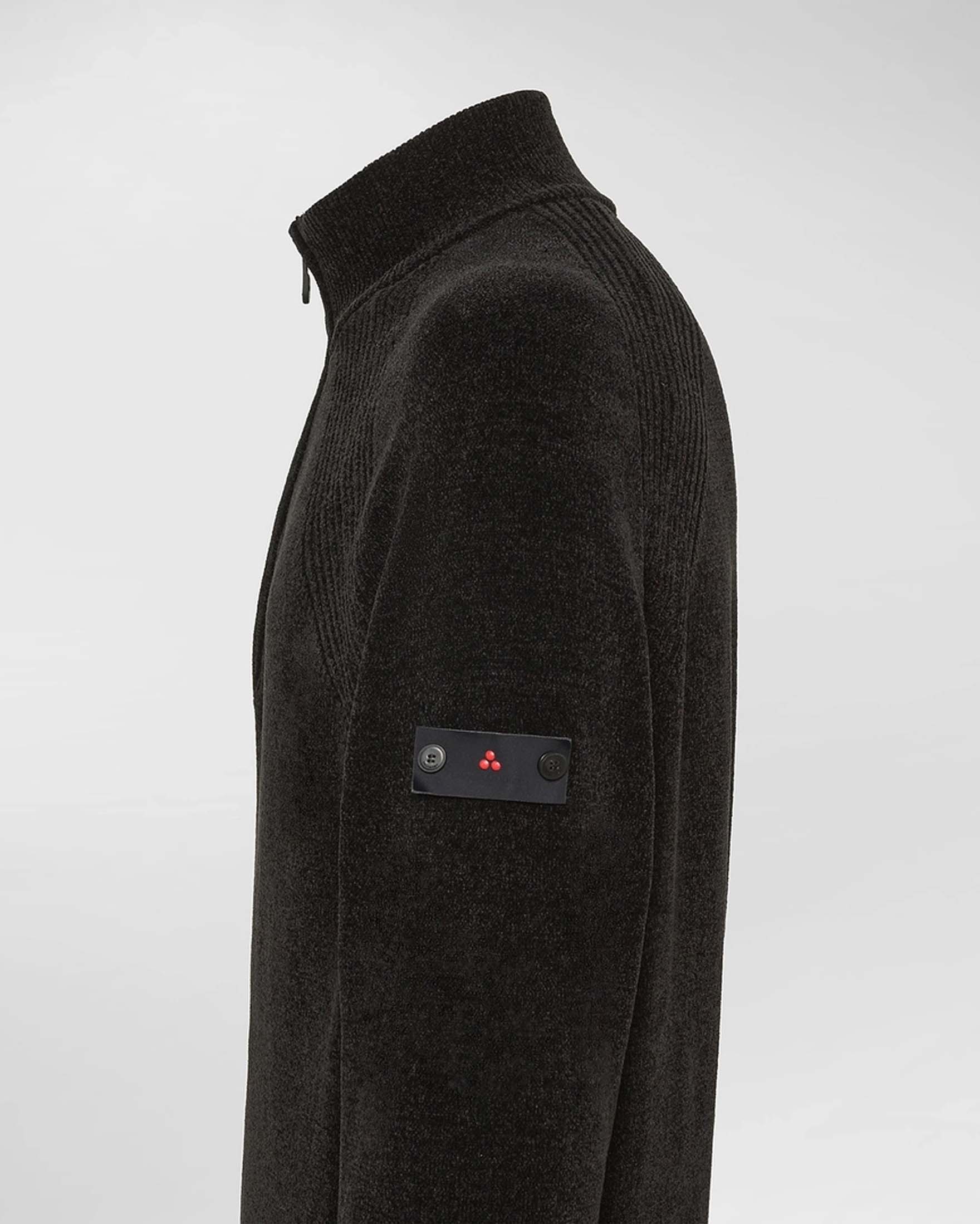 Maglia Crivelli Peuterey nera in ciniglia con inserto a costine sulle spalle e apertura a mezza zip image