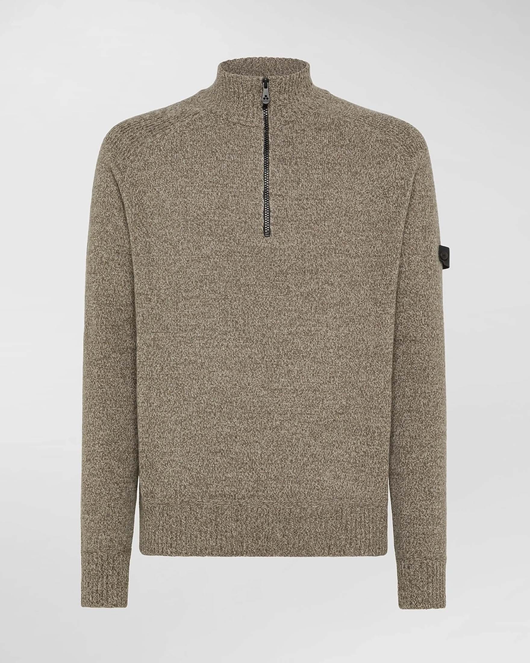 Maglia Braille Peuterey noce in tricot di misto lana moulinè con apertura a mezza zip
