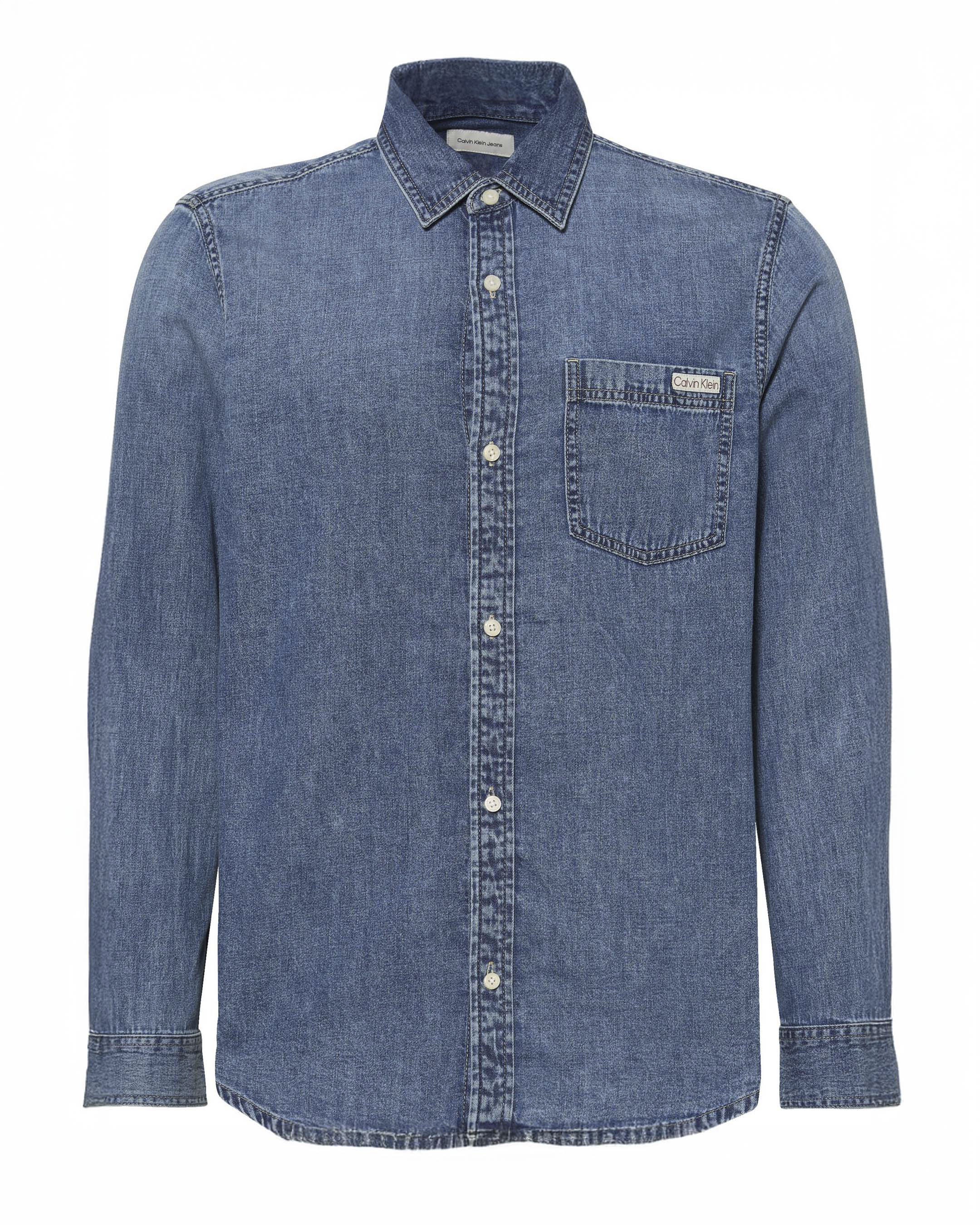 Camicia Calvin Klein Jeans in denim di puro cotone con taschino