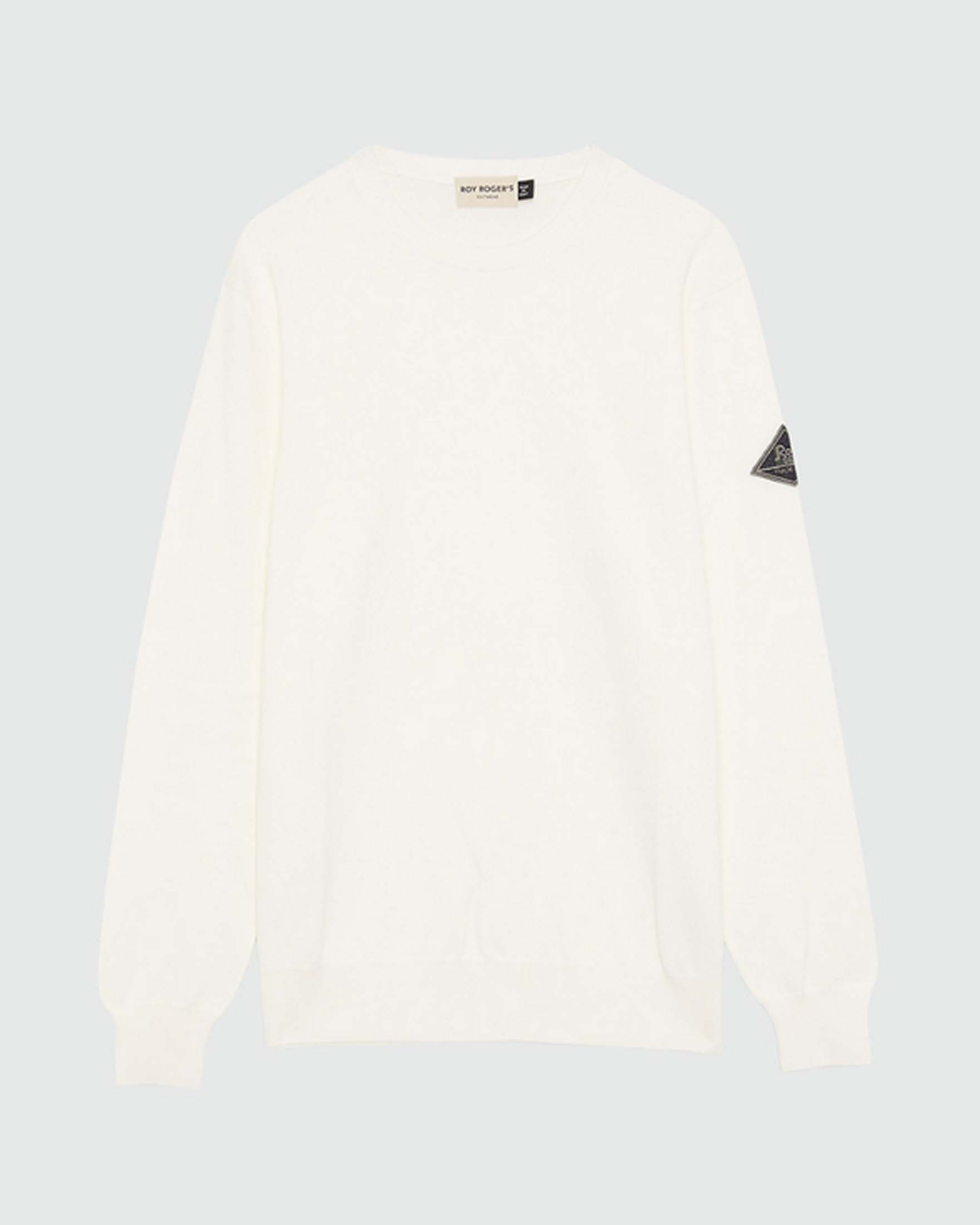 Maglia girocollo Roy Roger's bianca regular-fit in puro cotone con patch logo sul fianco