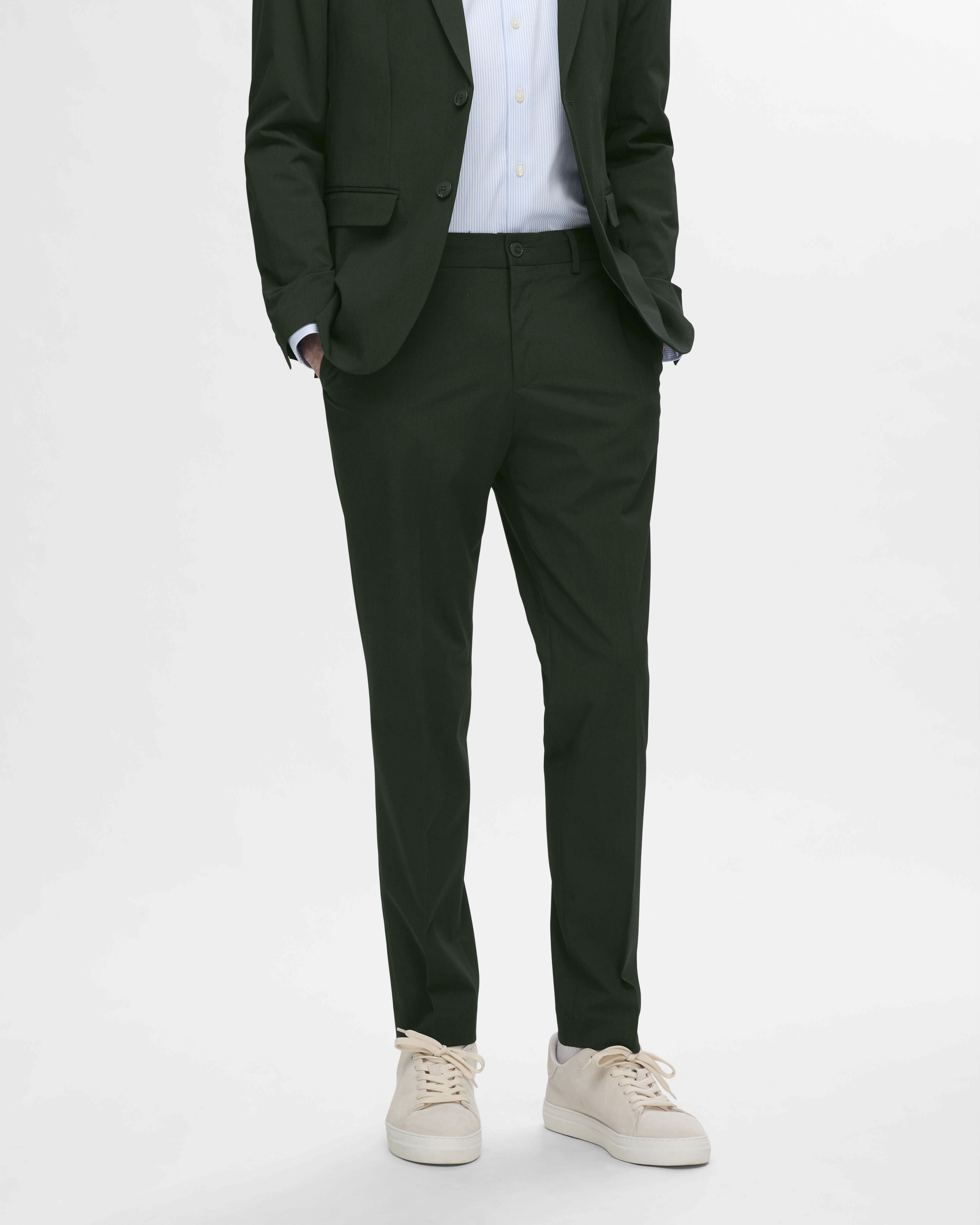 Pantaloni slim Selected Homme verdi in tela di misto viscosa stretch image