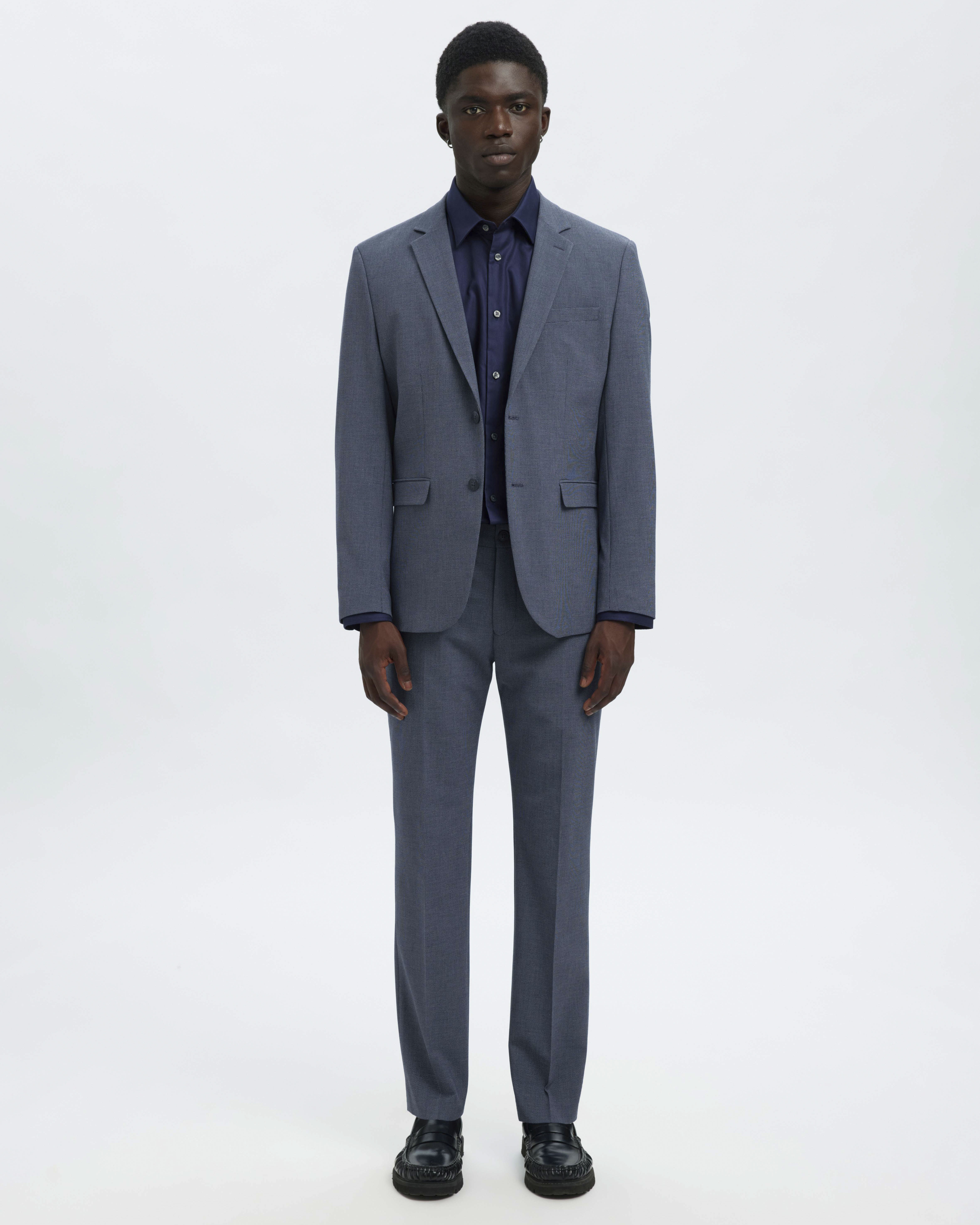 Pantaloni slim Selected Homme blu avio in tela di misto viscosa stretch micro armatura