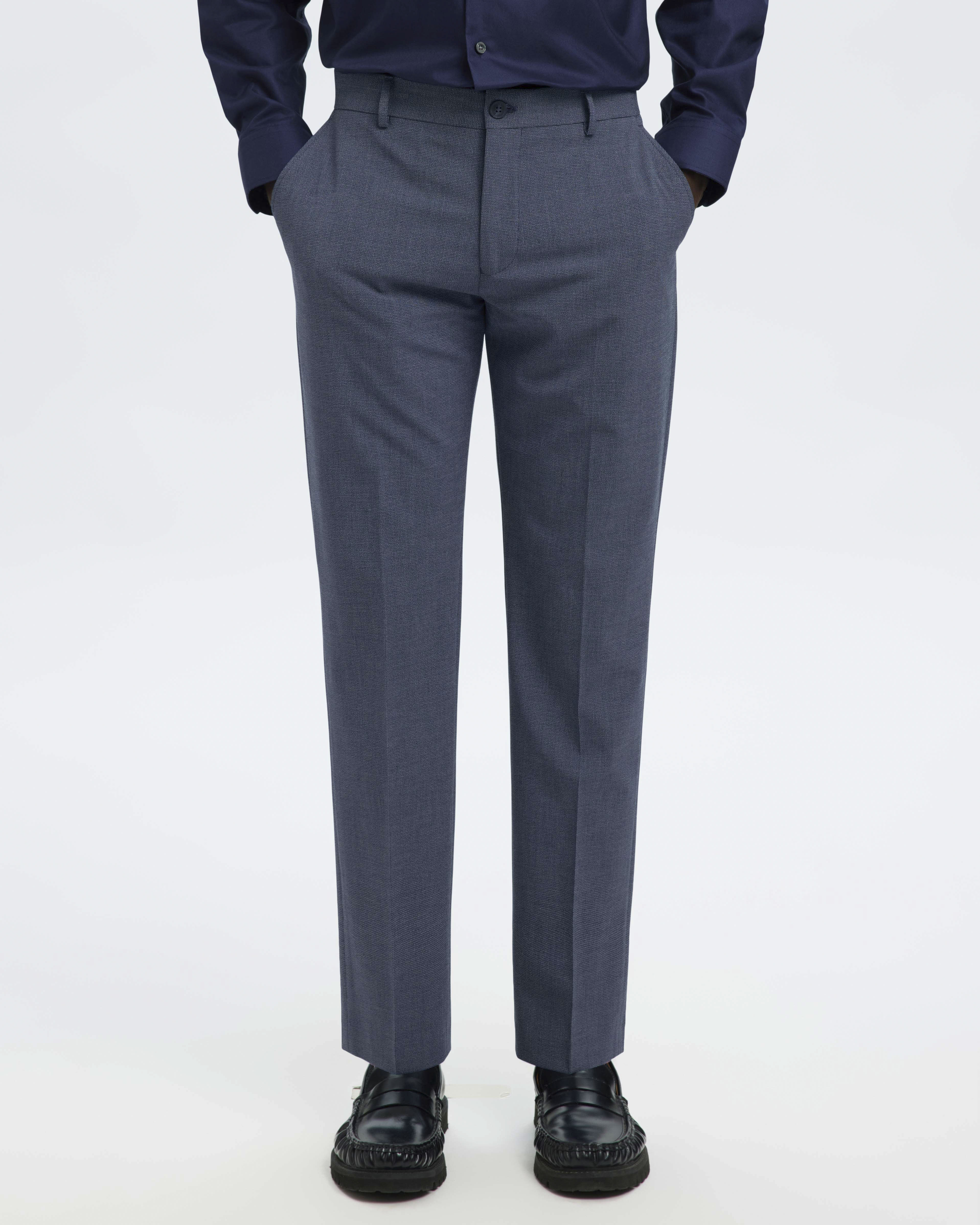 Pantaloni slim Selected Homme blu avio in tela di misto viscosa stretch micro armatura image