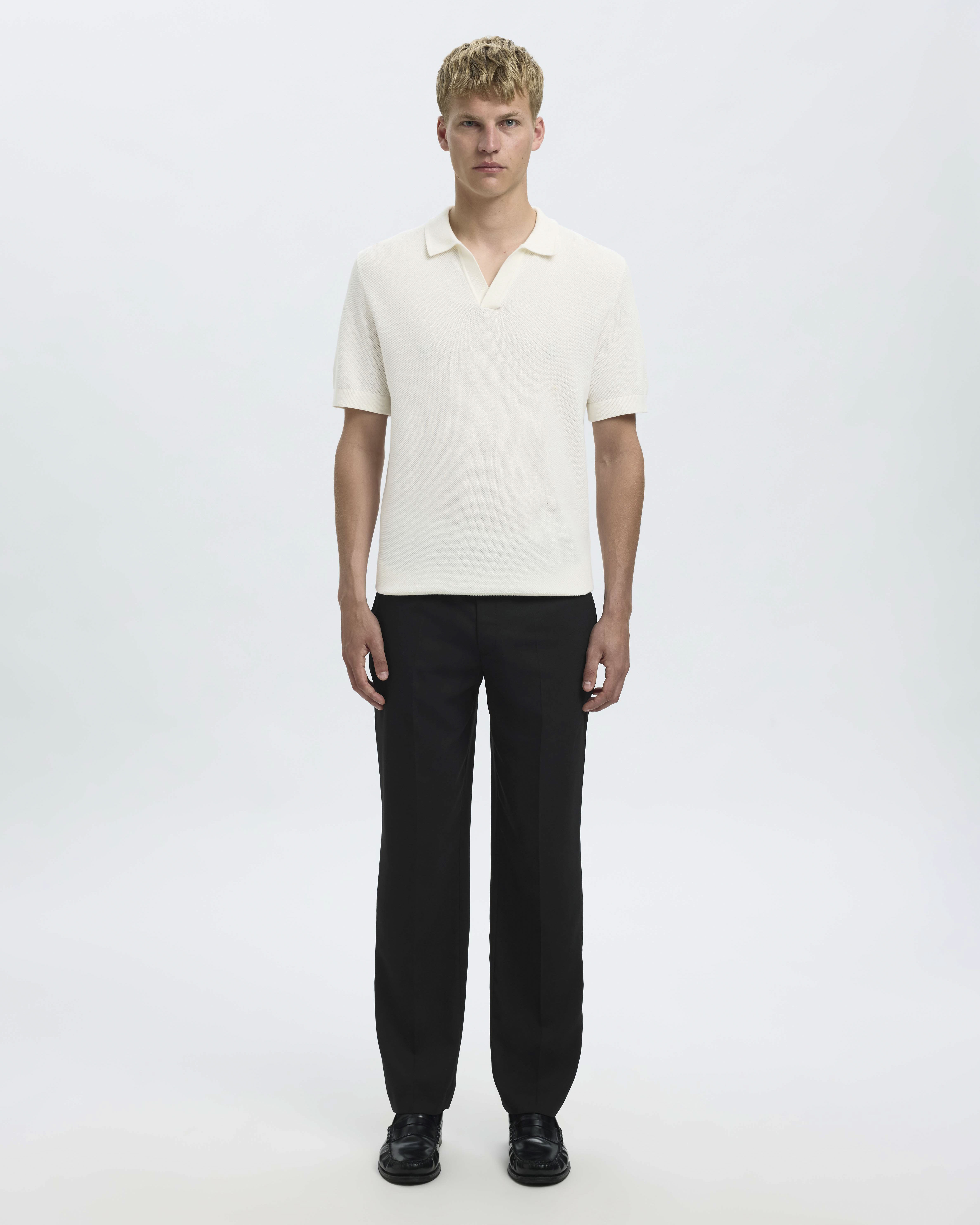 Pantaloni chino Selected Homme neri in misto lana e viscosa stretch