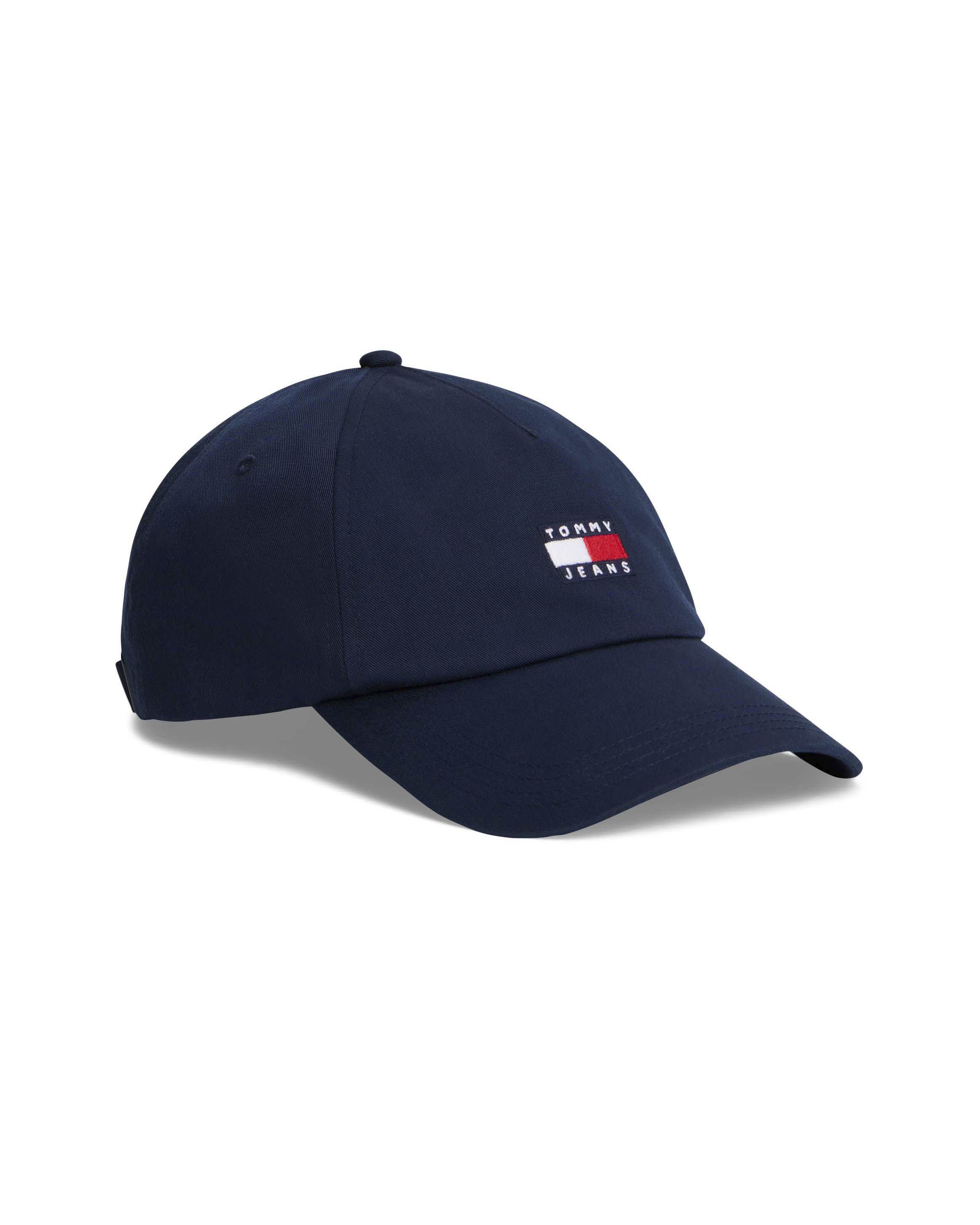 Berretto con frontino Tommy jeans blu in cotone con flag porta logo