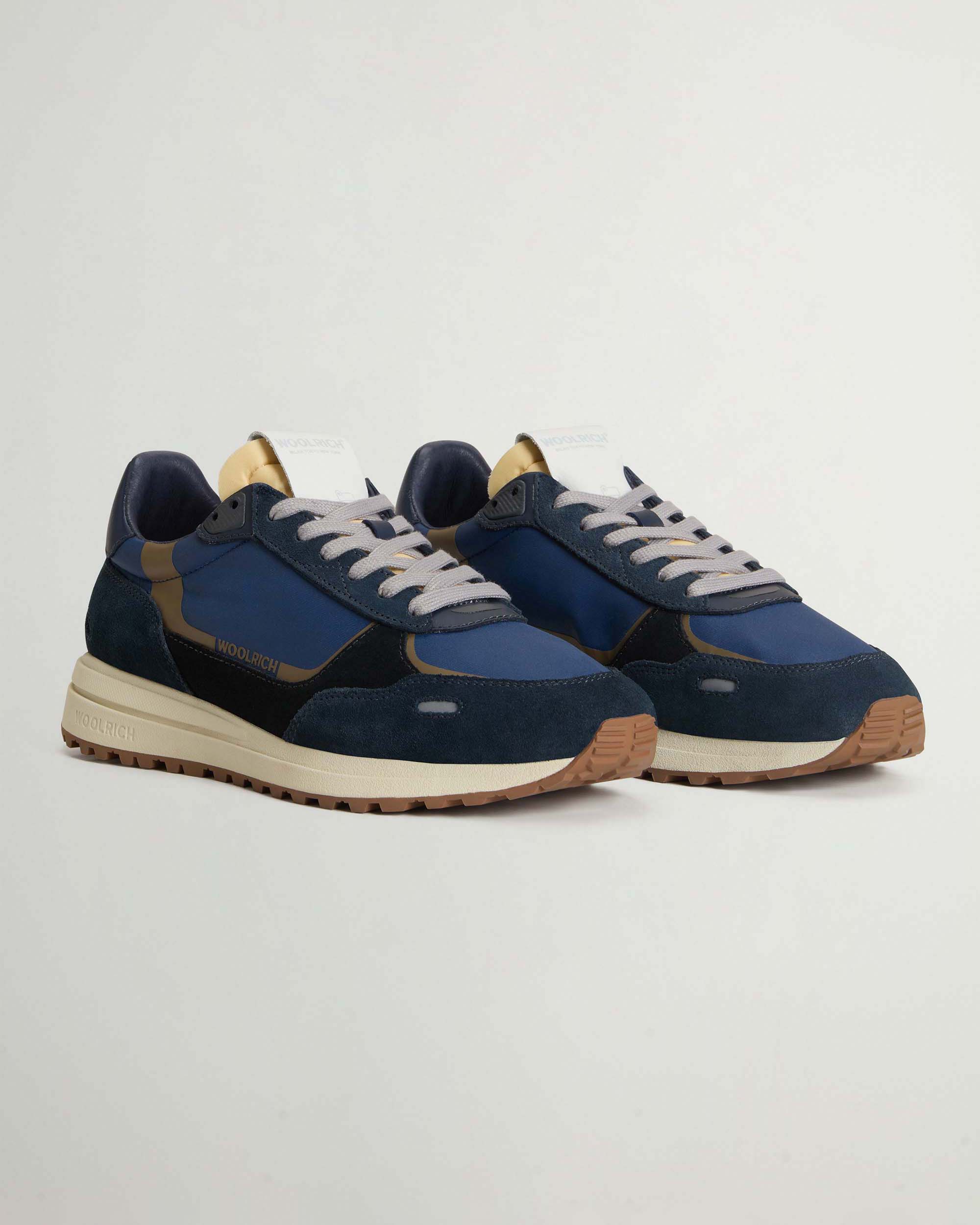 Sneakers Woolrich Retro blu in nylon con inserti in pelle scamosciata
