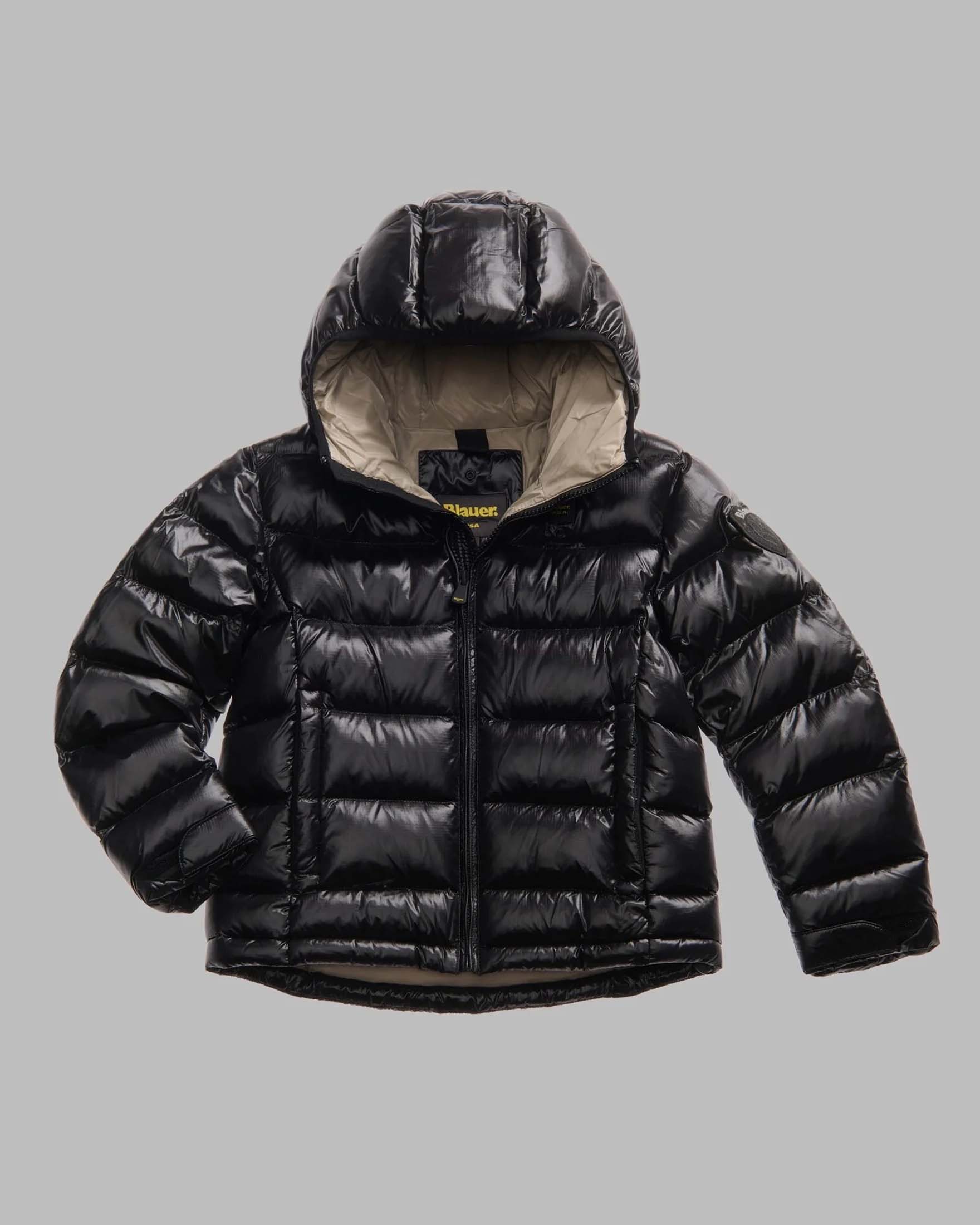 Piumino Blauer nero in nylon con interno beige e cappuccio