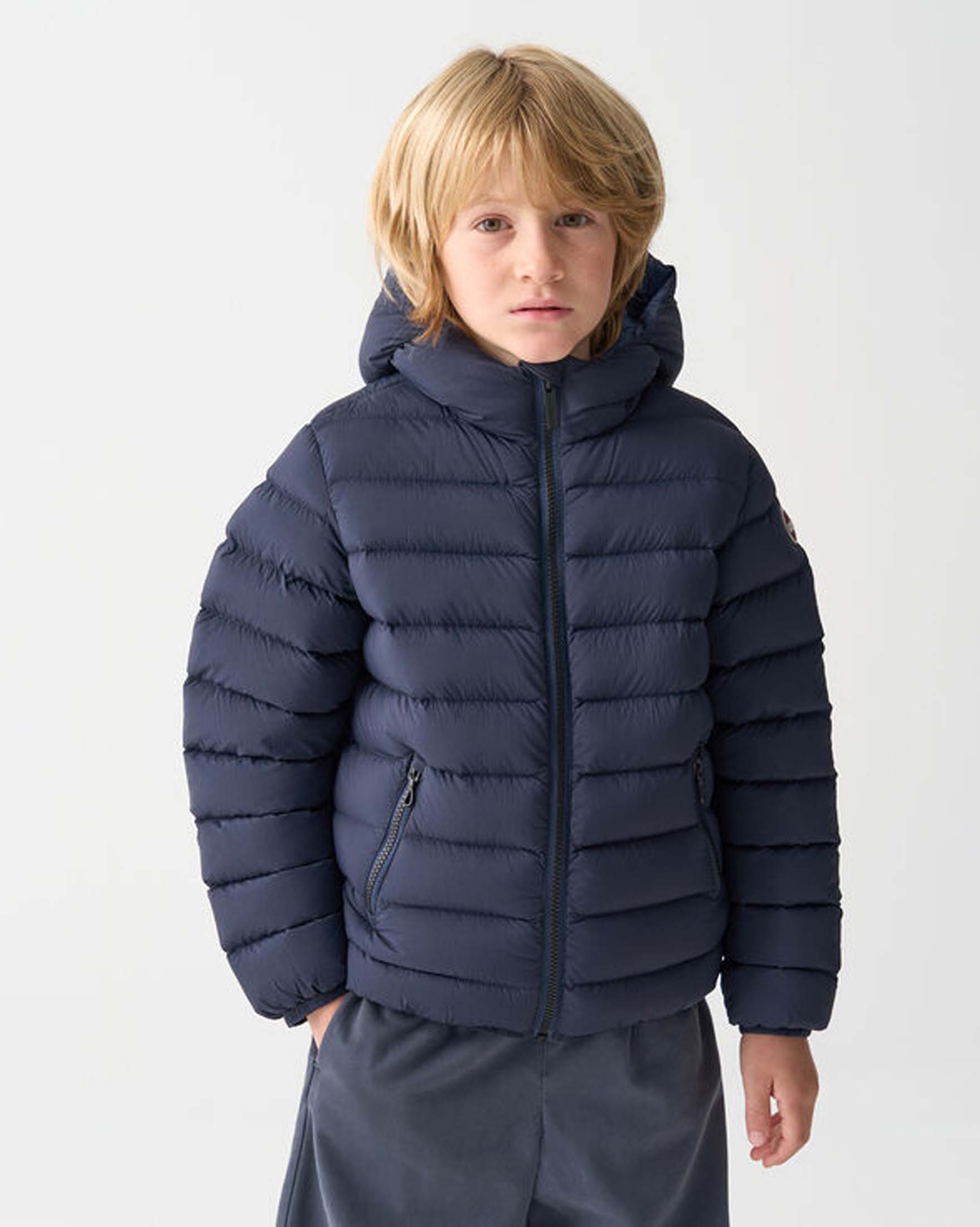 Piumino Colmar Originals blu con cappuccio fisso ed interno avio