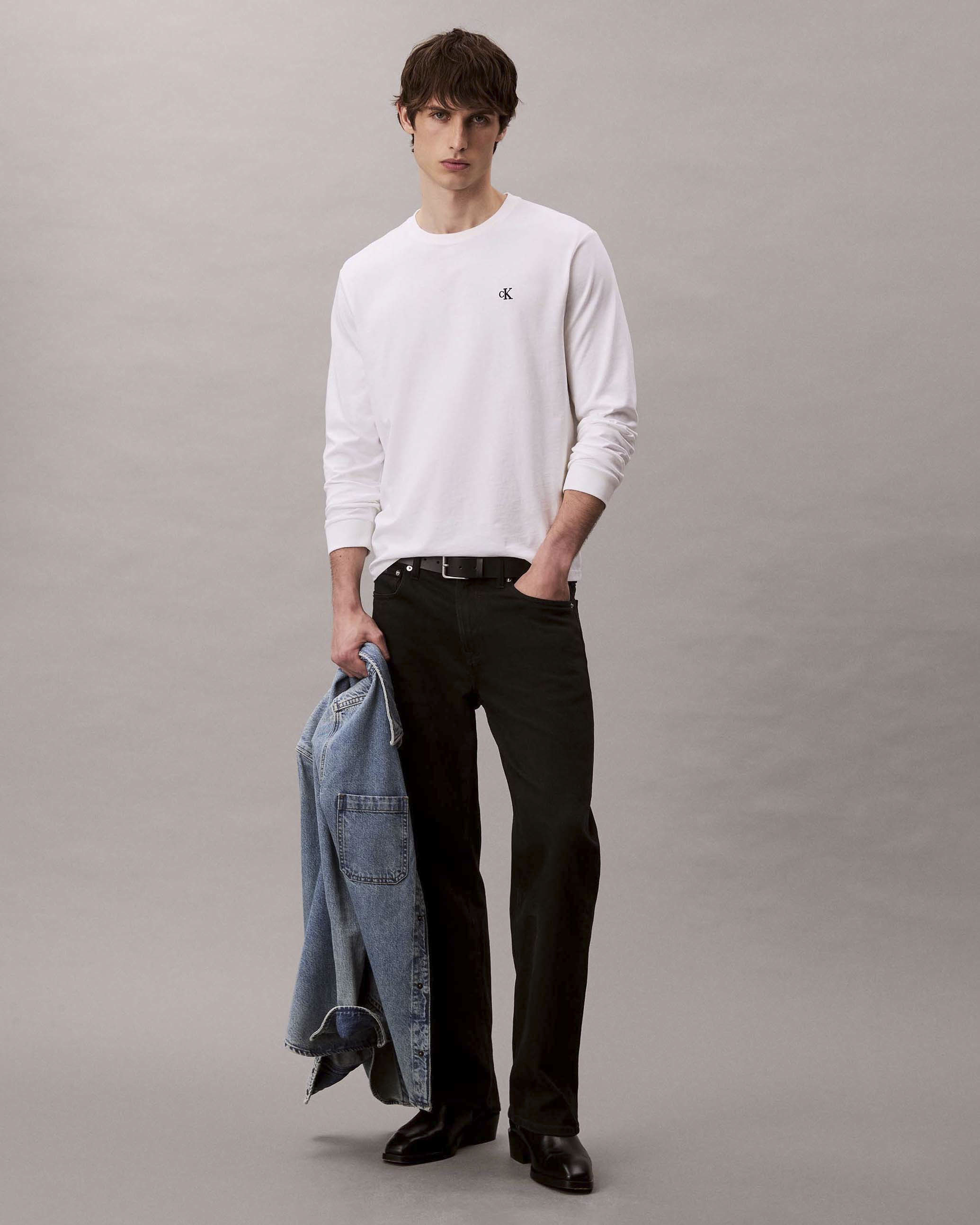 T-shirt manica lunga relaxed-fit Calvin Klein Jeans bianca in puro cotone