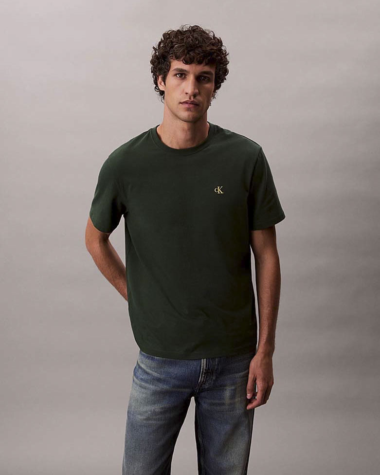 T-shirt mezza manica relaxed-fit Calvin Klein Jeans verde in puro cotone