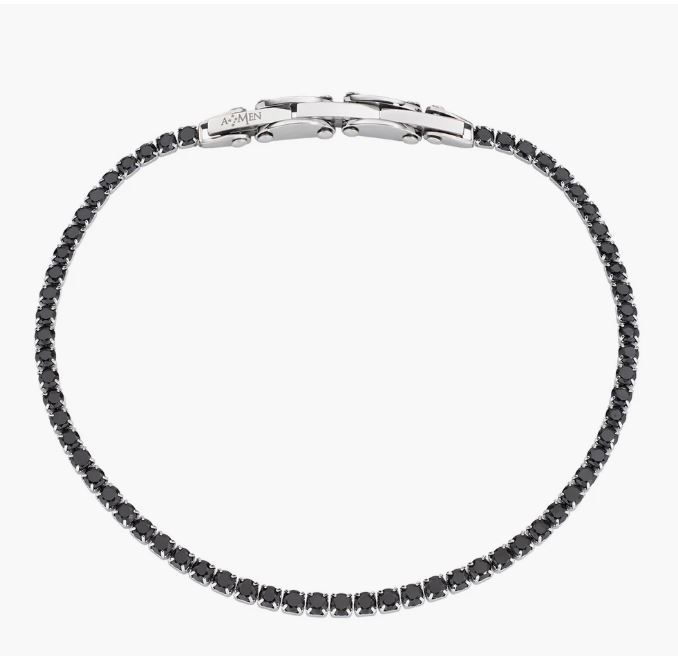 Bracciale Tennis in Acciaio con Zirconi Neri 3 mm - Main view