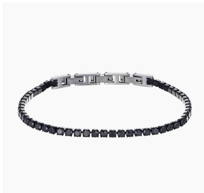 Bracciale Tennis in Acciaio Nero con Zirconi Neri - Main view