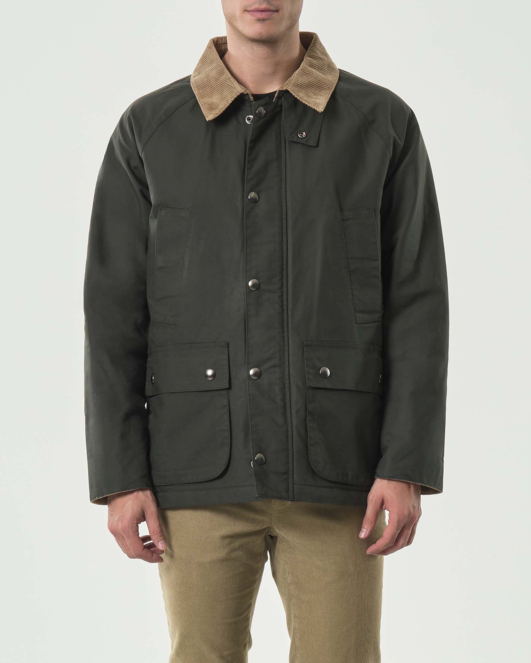 Giacca A.F.F. verde militare in cotone con colletto in velluto image