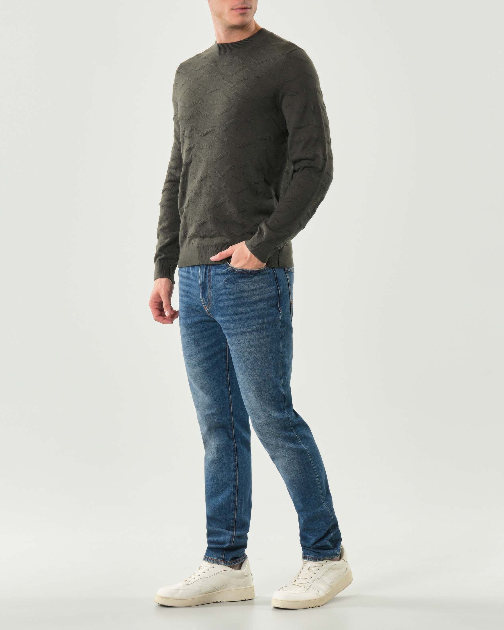 Maglia Armani Exchange verde militare in misto lana con lavorazione a onde