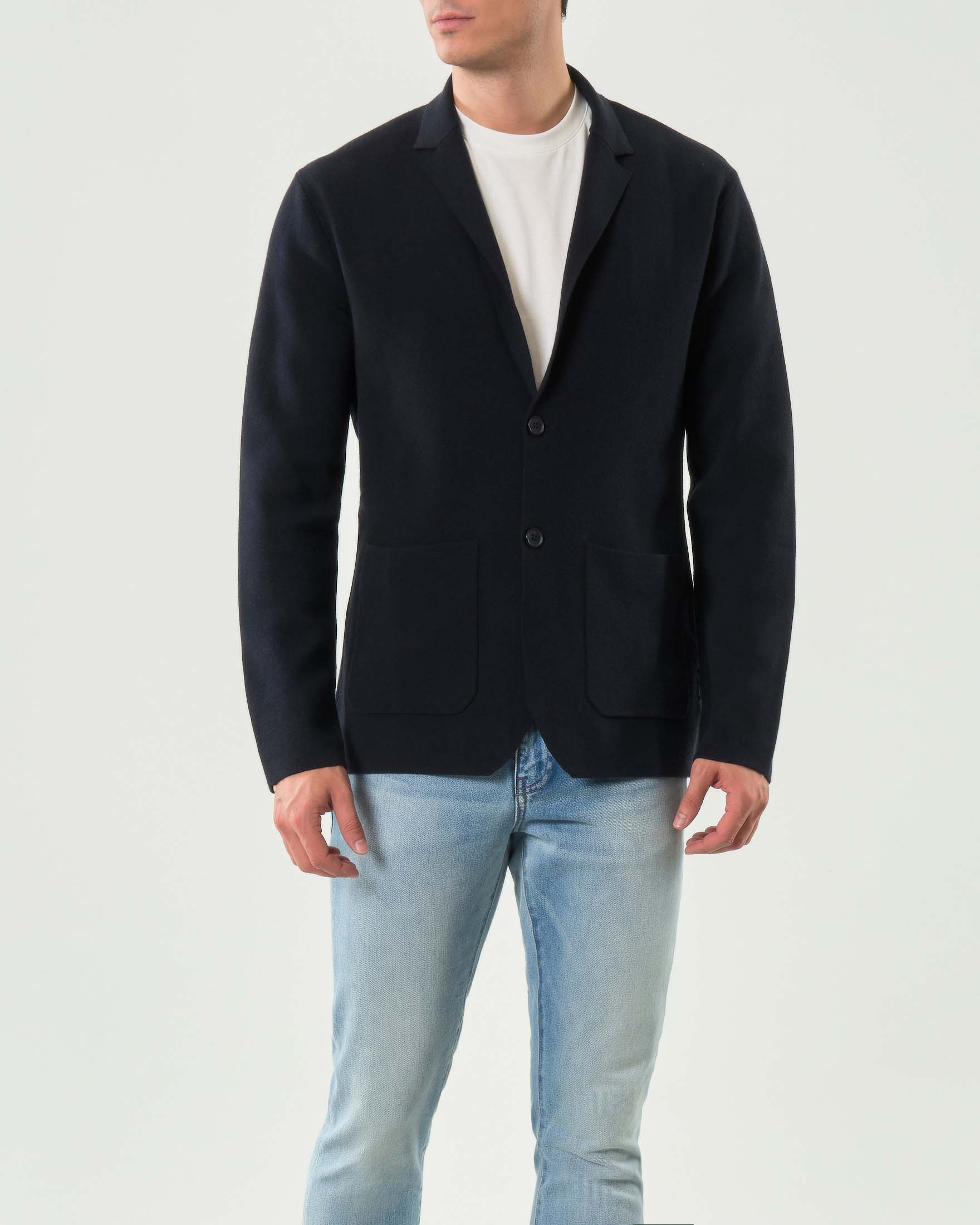 Giacca maglia Armani Exchange blu in misto viscosa