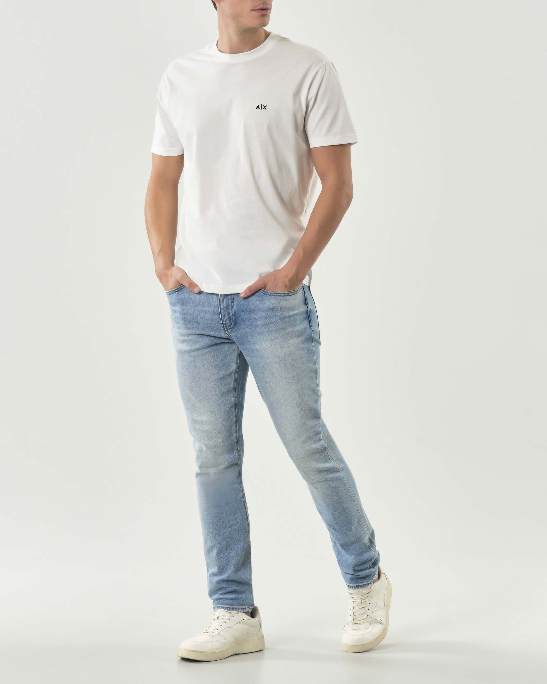 Jeans Exchange J14 slim-fit lavaggio chiaro bleached washed in cotone stretch