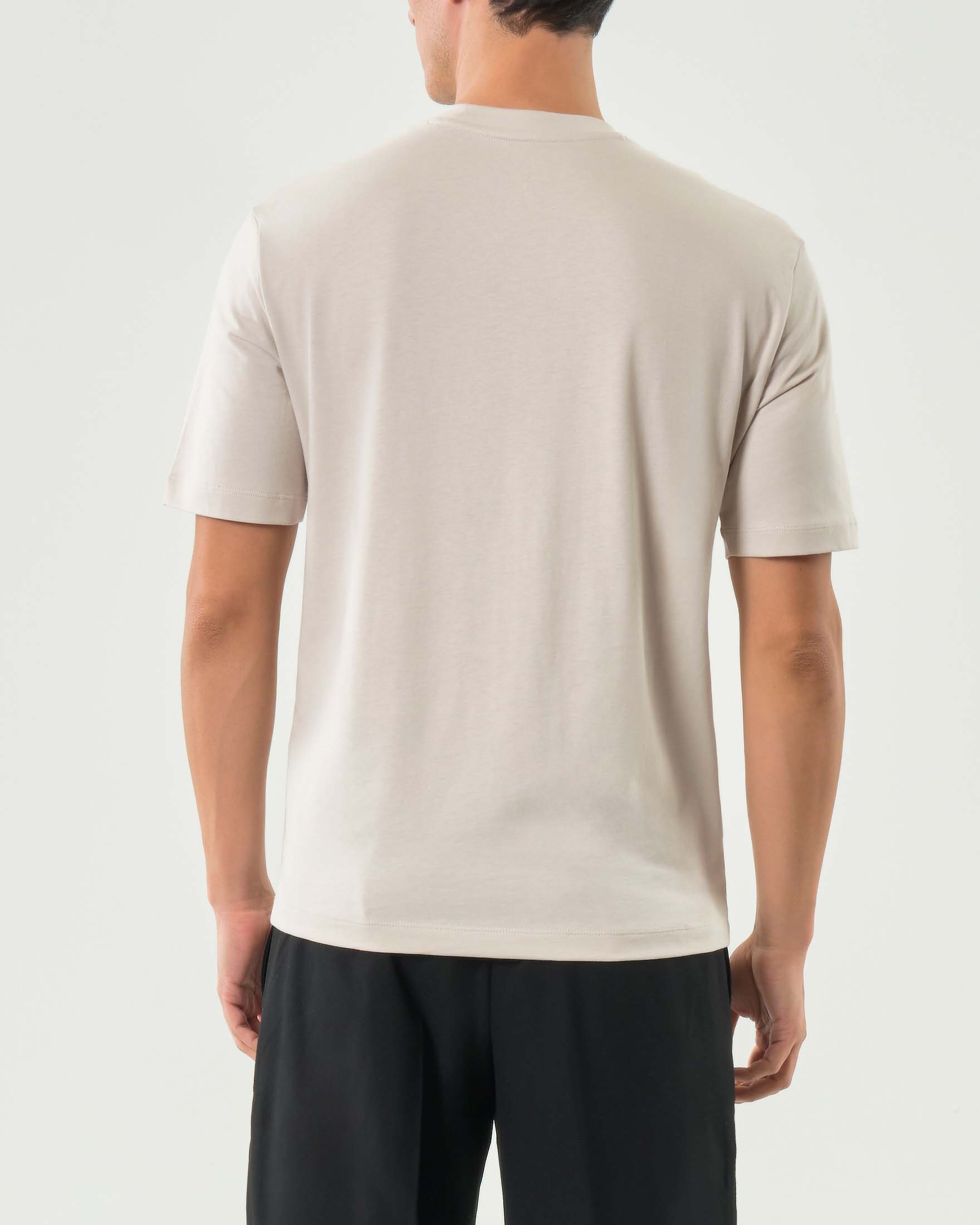 T-shirt mezza manica Armani Exchange gesso in cotone con ricamo astratto frontale