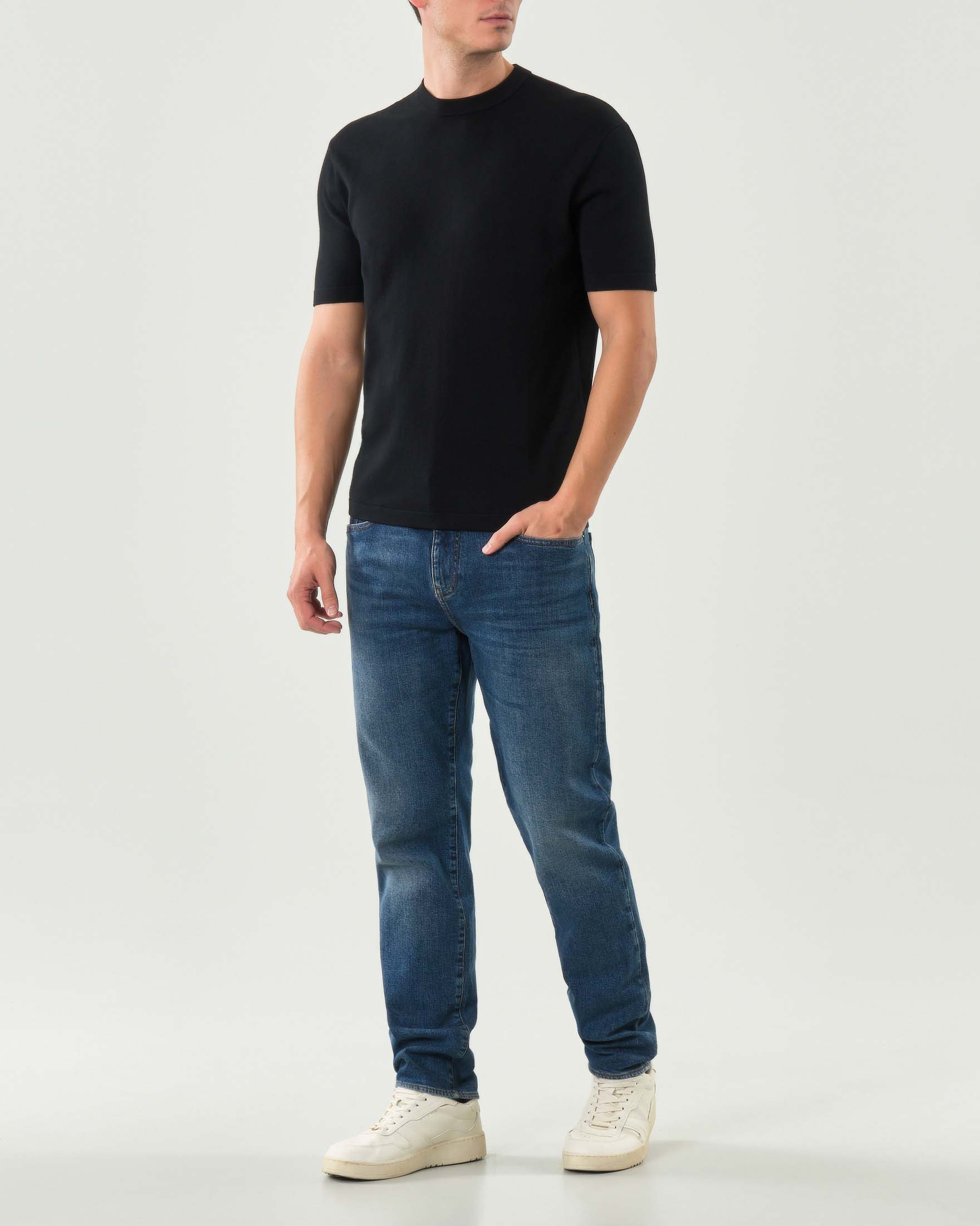 T-shirt mezza manica Exchange nera in maglia di viscosa