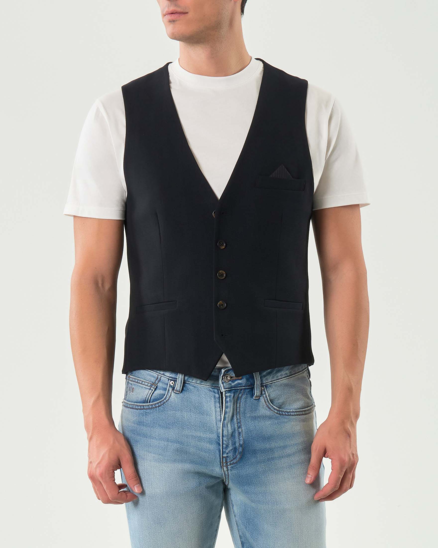 Gilet Alley Docks blu notte in misto viscosa stretch