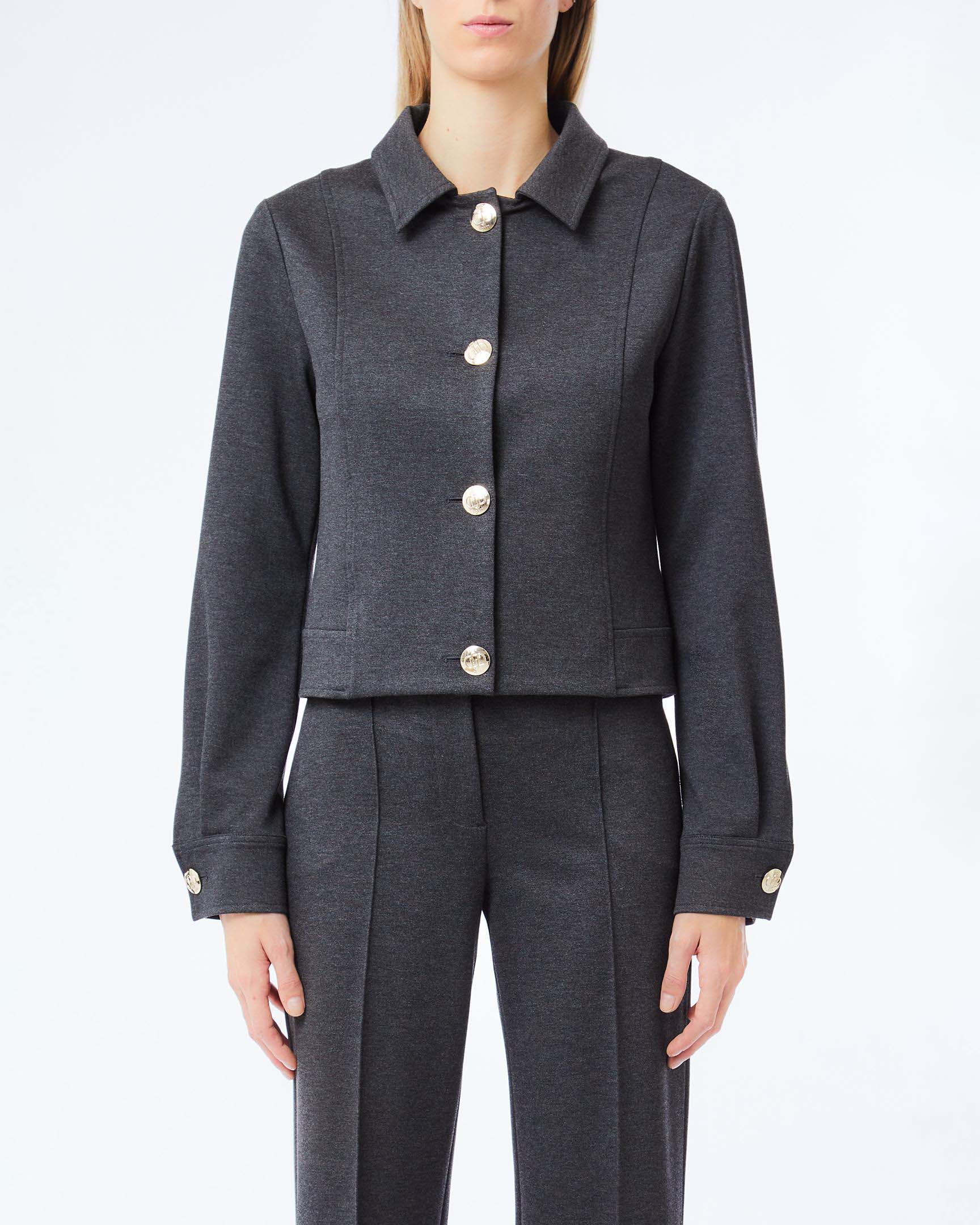 Giacca corta Liu Jo antracite in misto viscosa con bottoni dorati