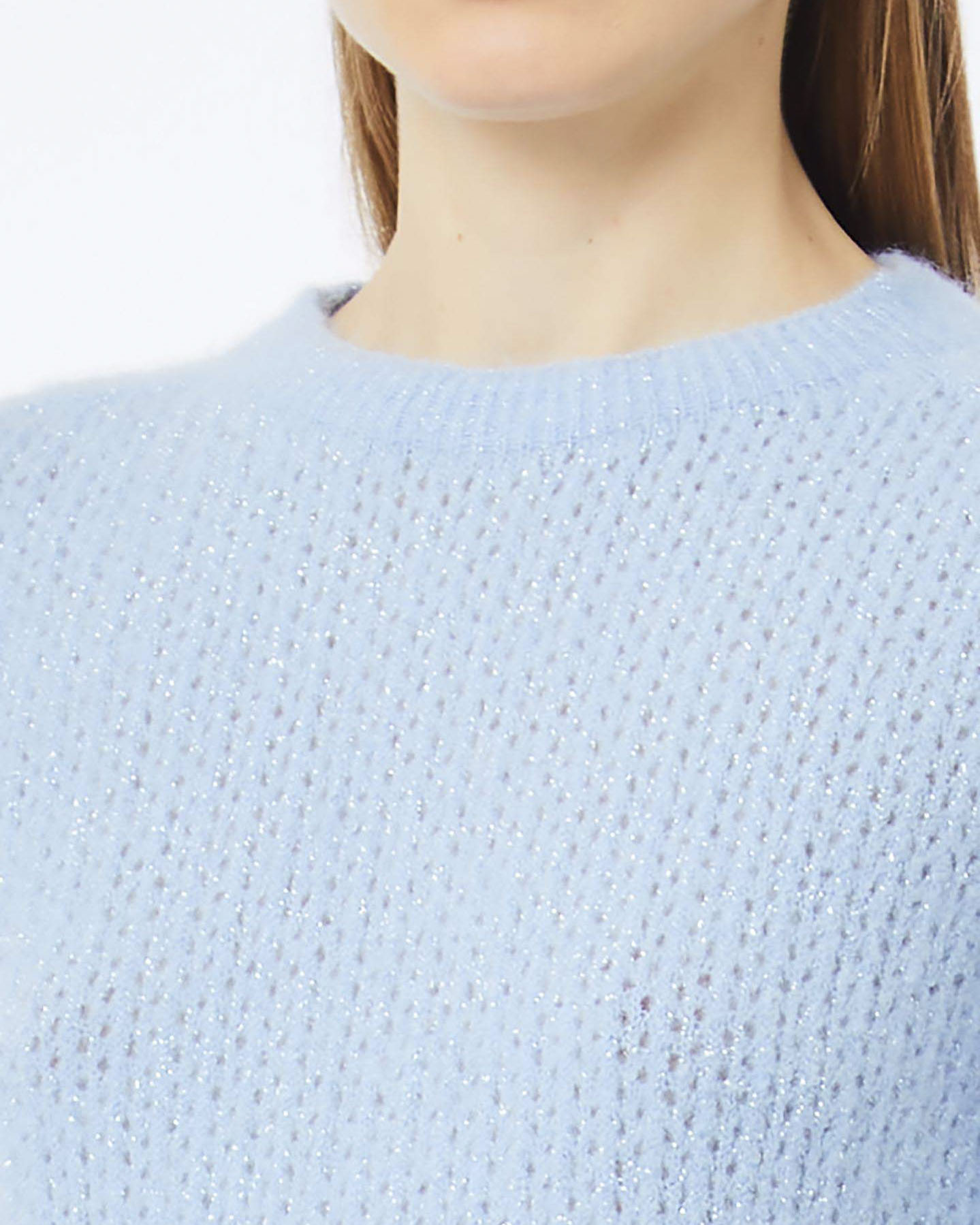 Maglia Liu Jo azzurra in misto alpaca con filato lurex image