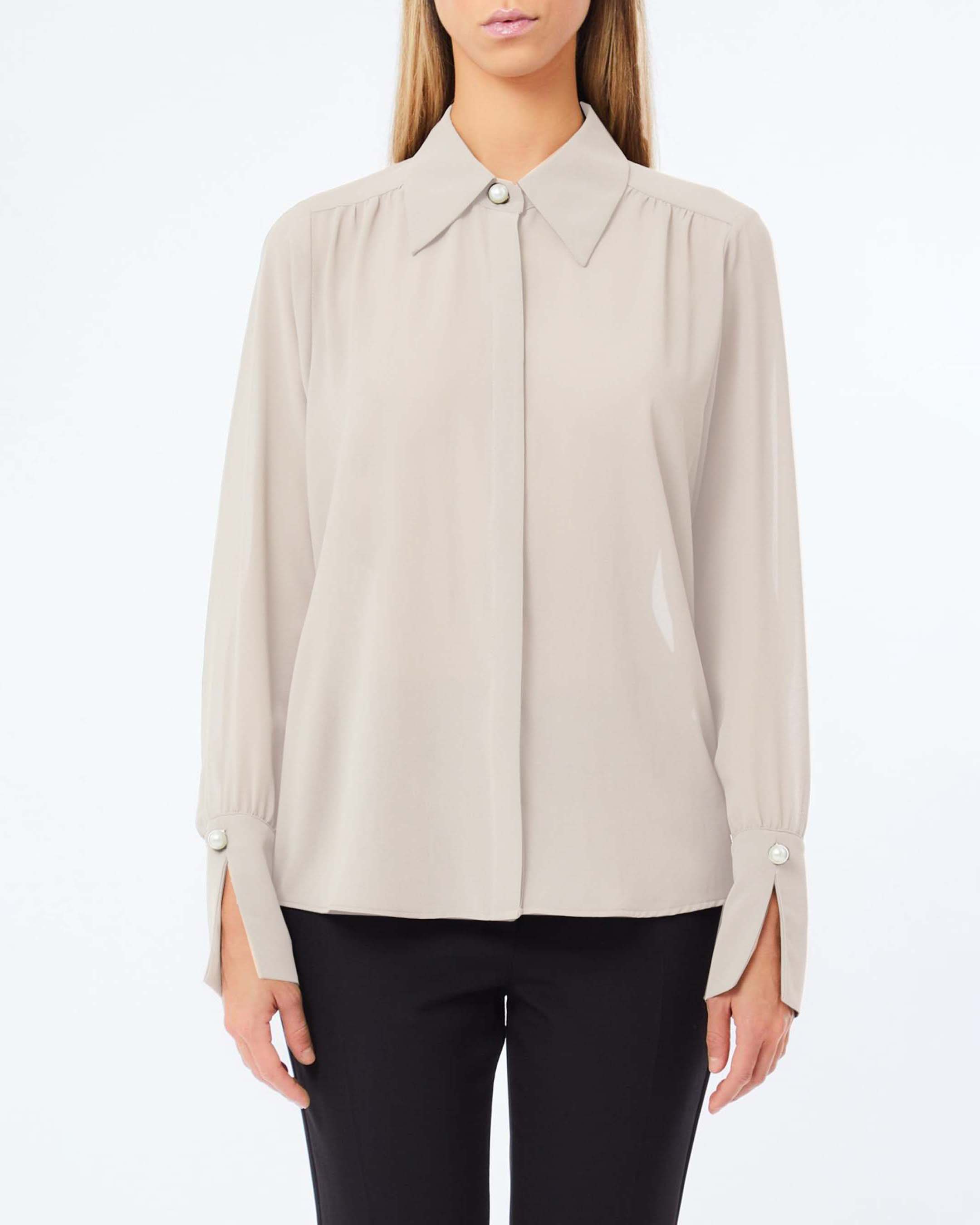 Camicia Liu Jo avorio in tessuto liscio con bottoni effetto perla