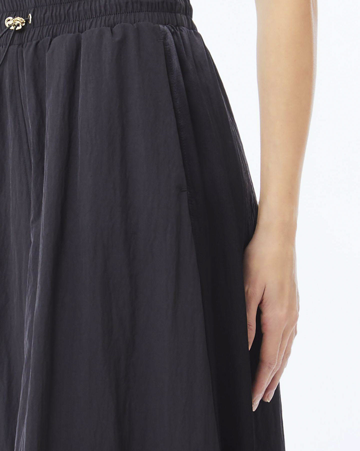 Gonna midi Liu Jo Sport nera in nylon e satin con coulisse regolabile