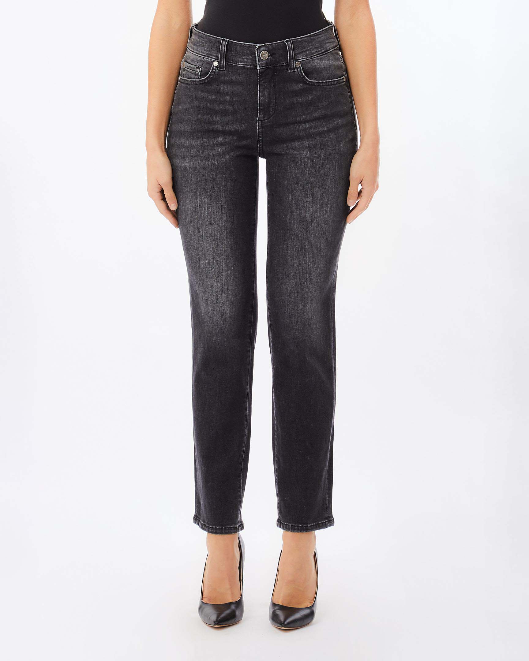 Jeans slim Liu Jo nero dark wash in misto cotone con logo applicato sul retro