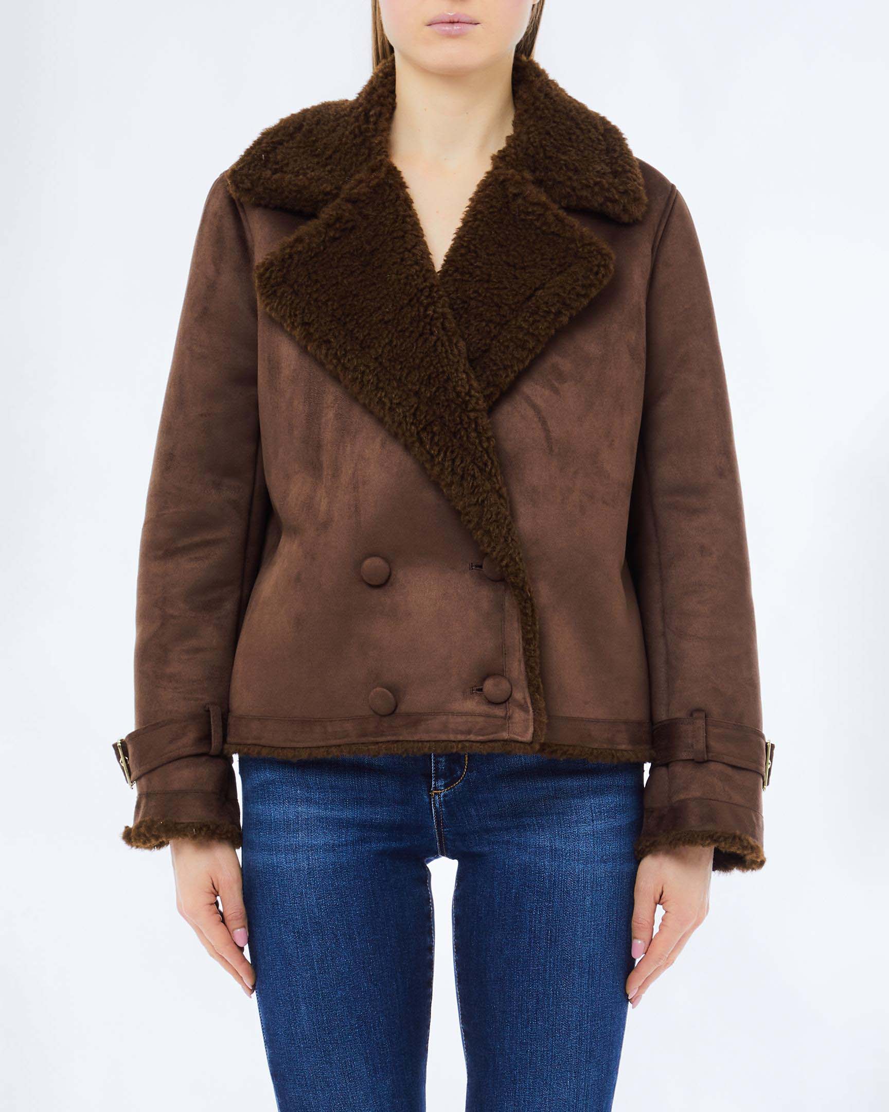 Giaccone in ecopelliccia Liu Jo marrone con dettagli effetto suede