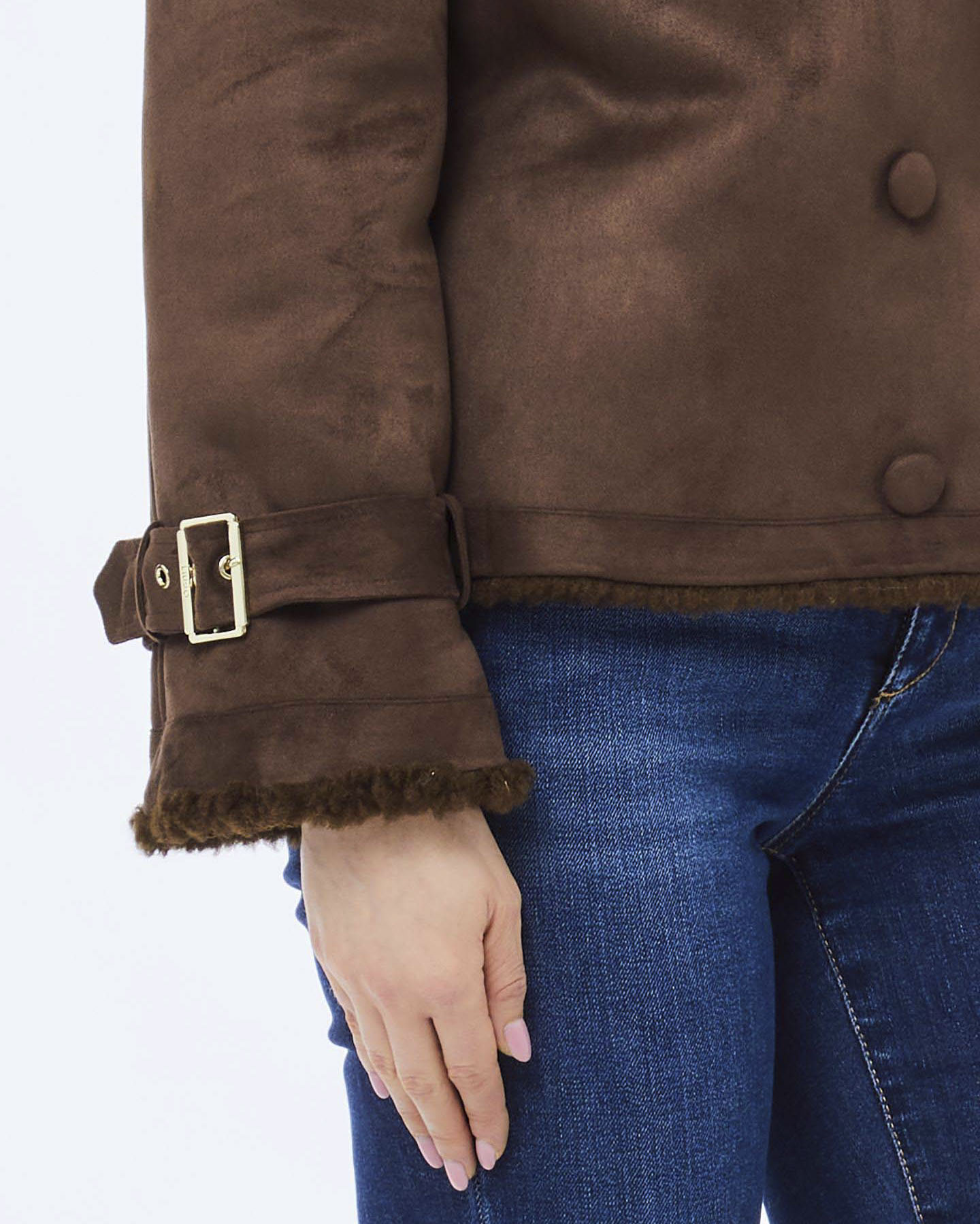 Giaccone in ecopelliccia Liu Jo marrone con dettagli effetto suede image