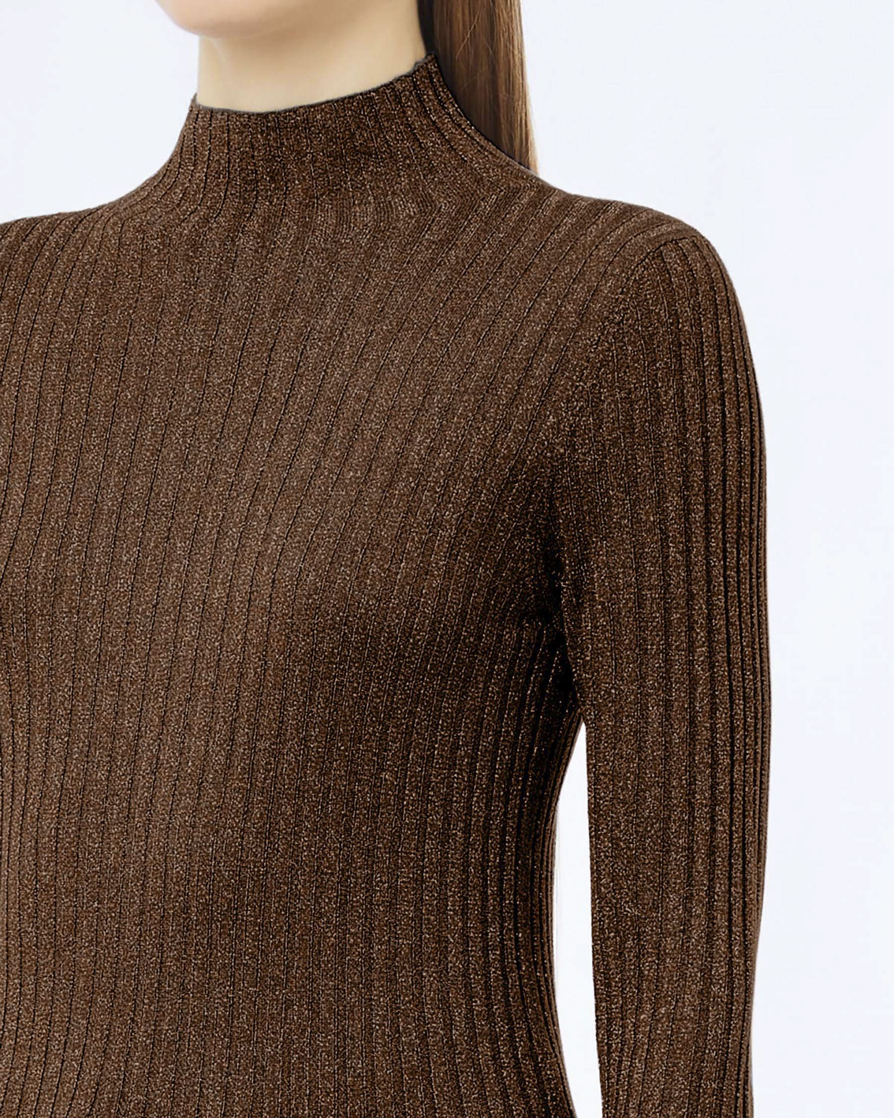 Dolcevita Liu Jo ruggine in misto viscosa a costine con filato lurex image