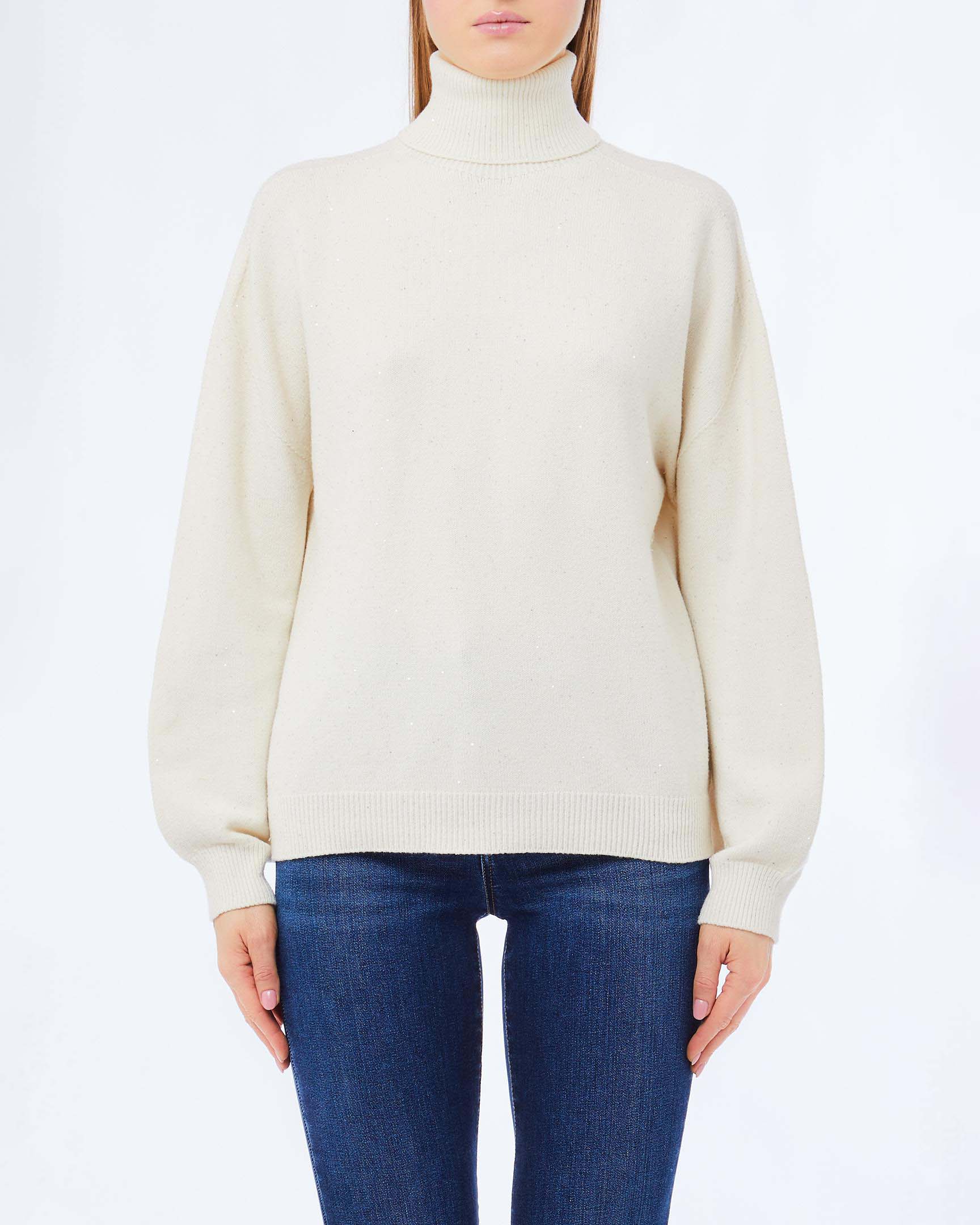 Dolcevita Liu Jo bianco in misto viscosa con dettagli glitterati