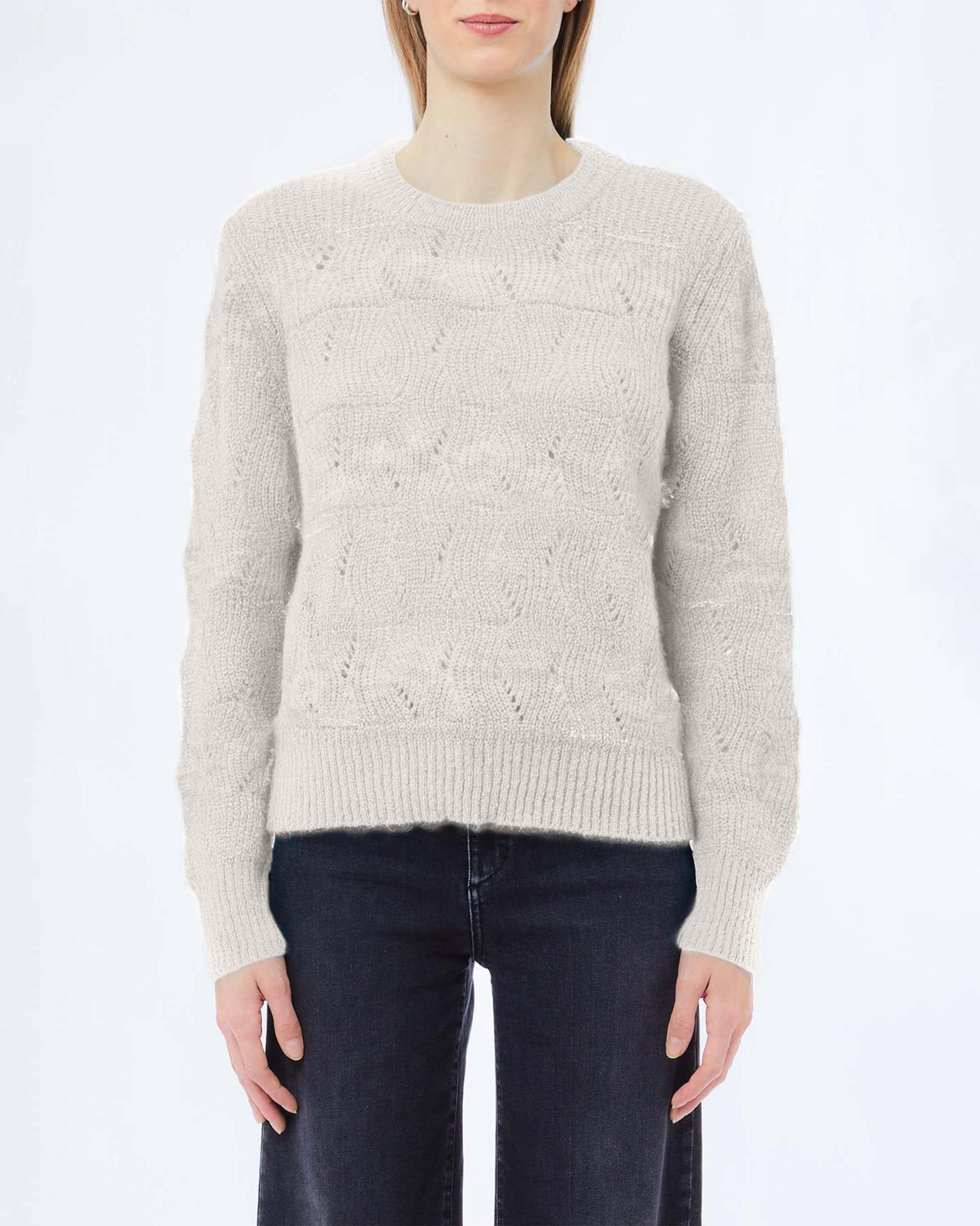 Maglione girocollo Liu Jo panna in misto alpaca con lavorazione a trecce