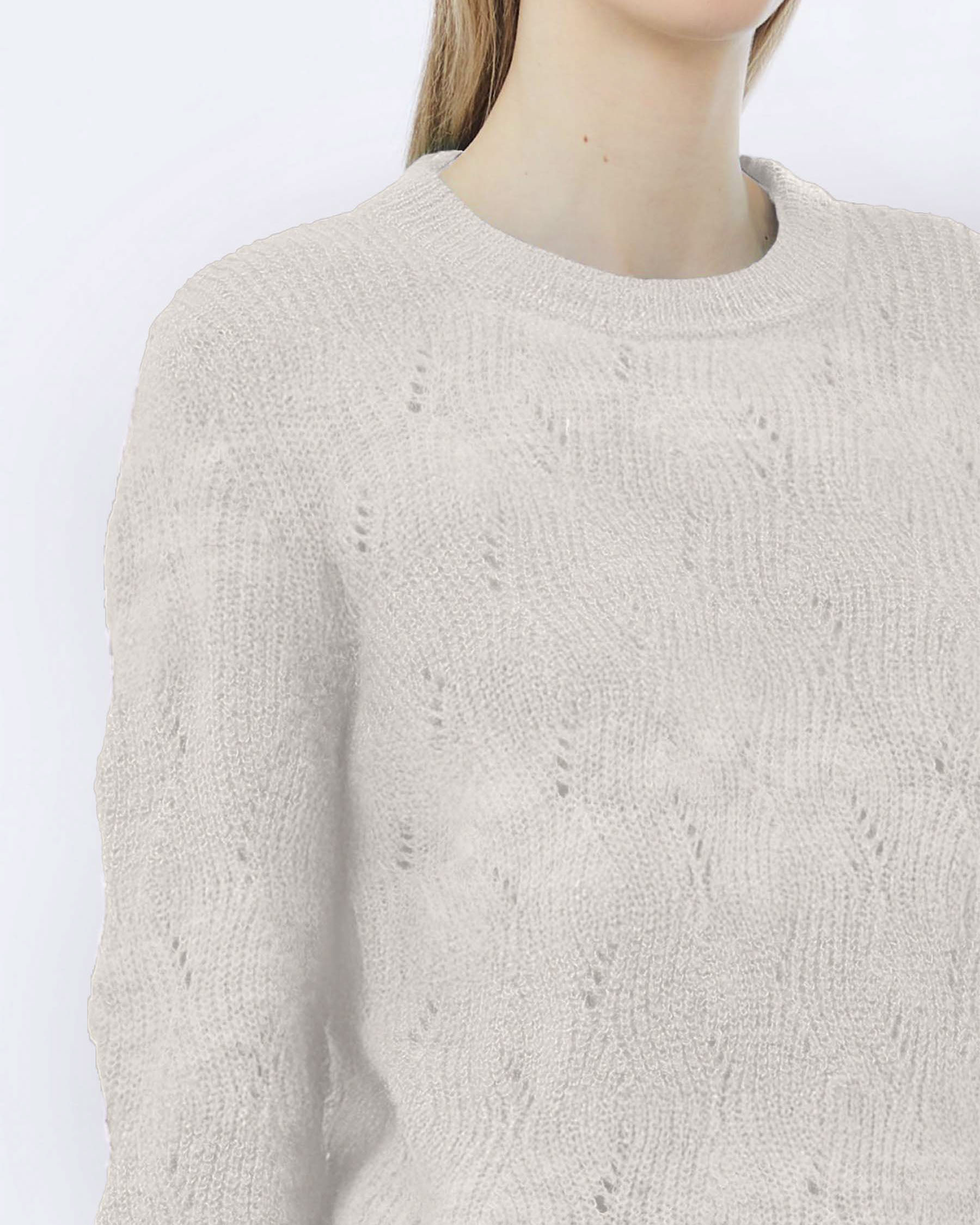 Maglione girocollo Liu Jo panna in misto alpaca con lavorazione a trecce image