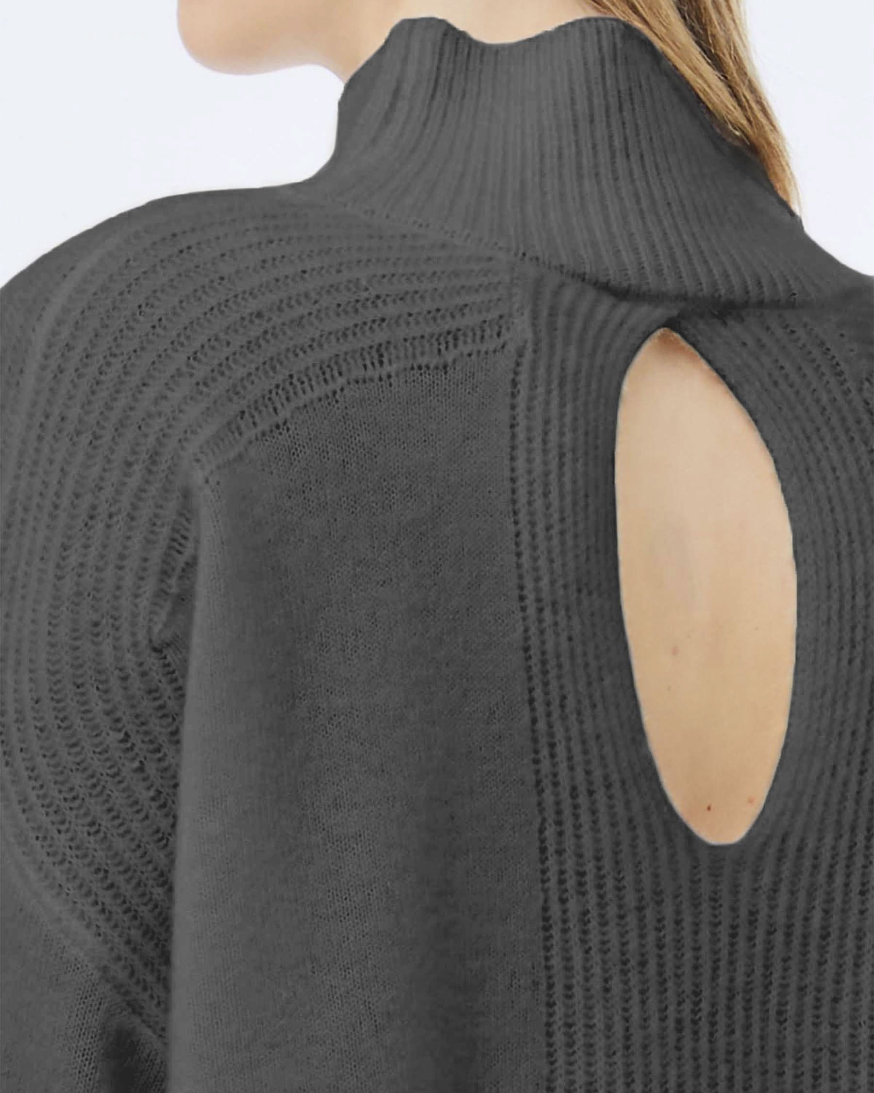 Maglia girocollo Liu Jo grigia in lana con dettaglio cut-out sul retro image