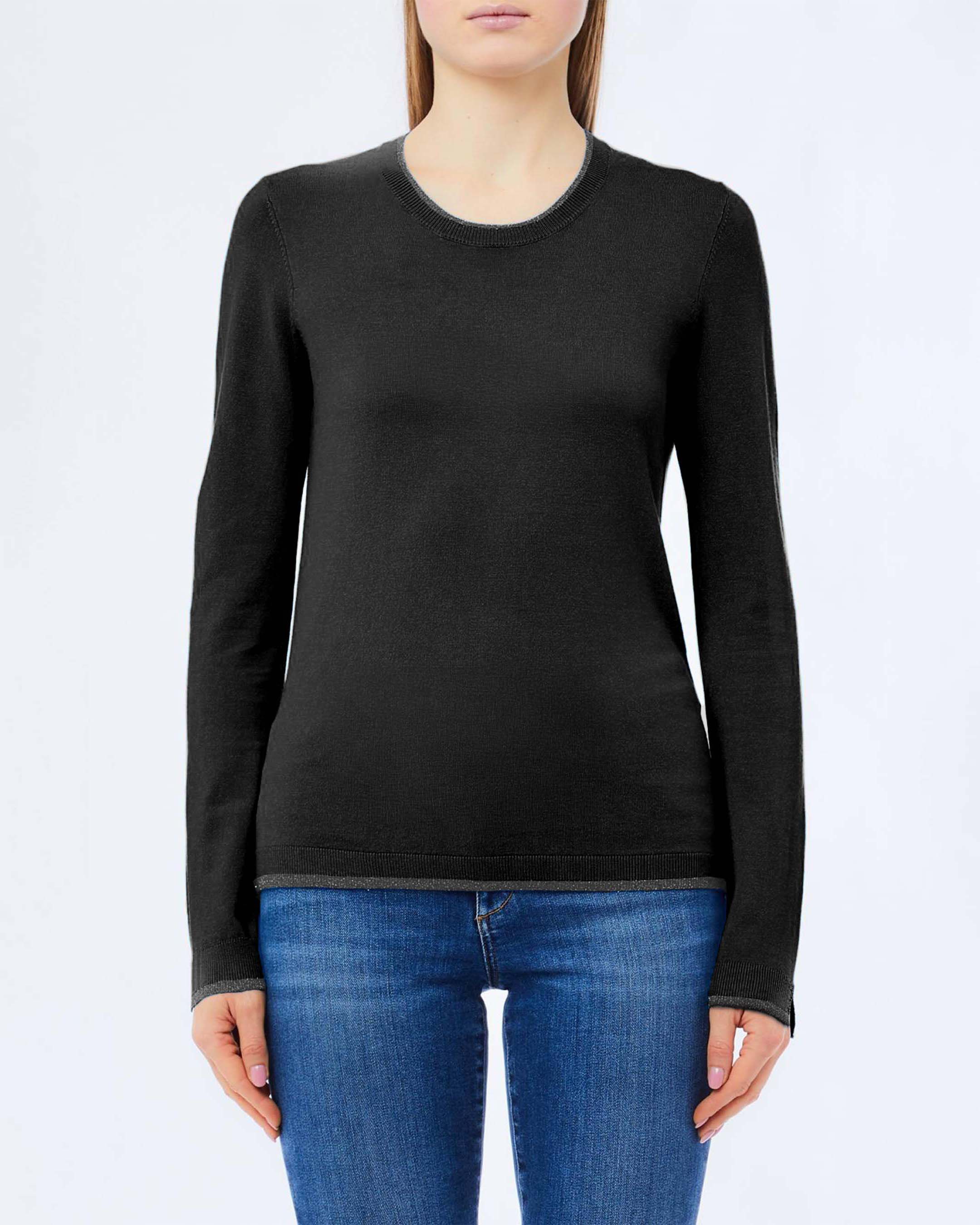 Maglia girocollo Liu Jo nera in misto viscosa con inserti lurex e spacchi ai polsi