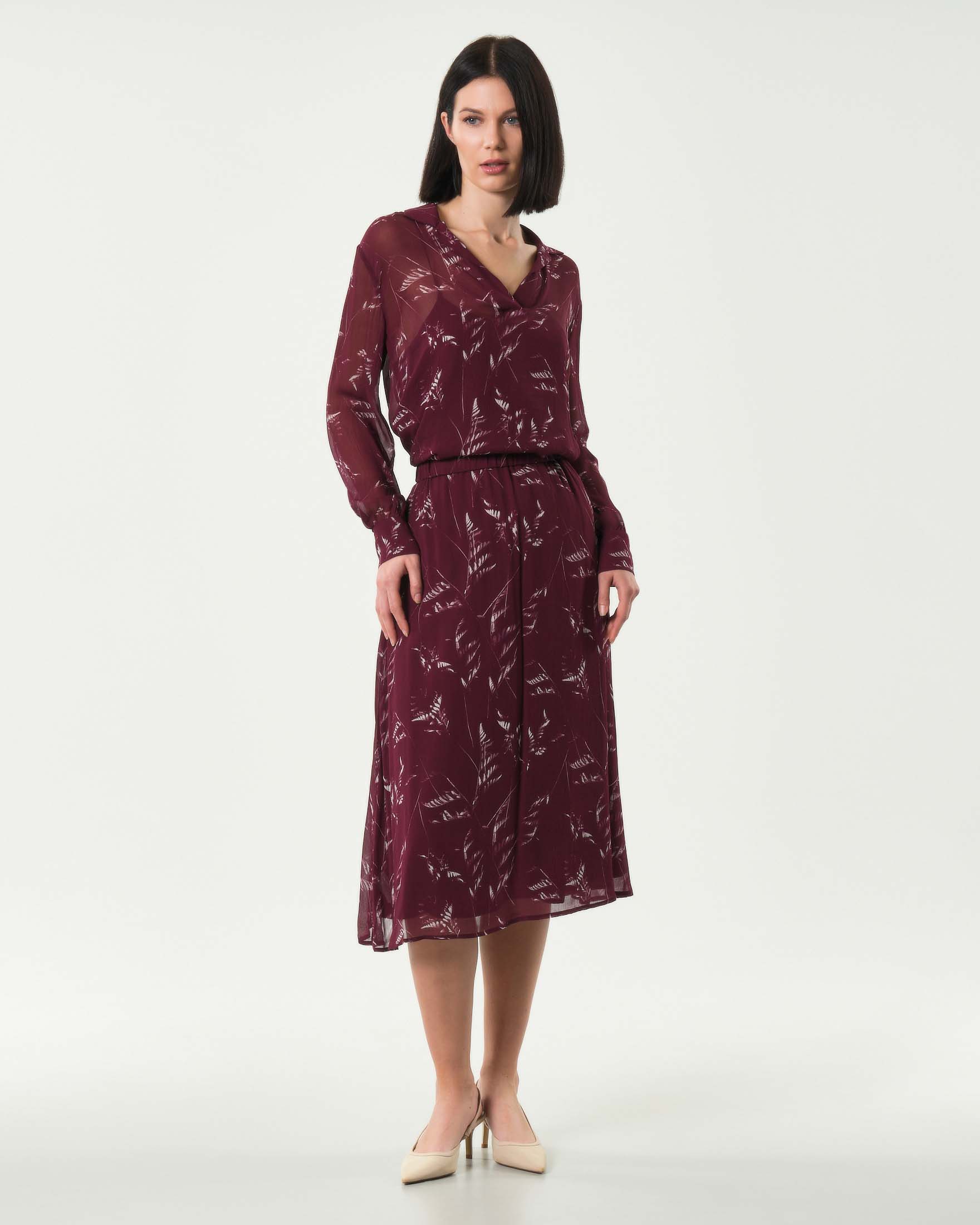 Gonna midi bordeaux Armani Exchange in viscosa a motivo serigrafico bianco