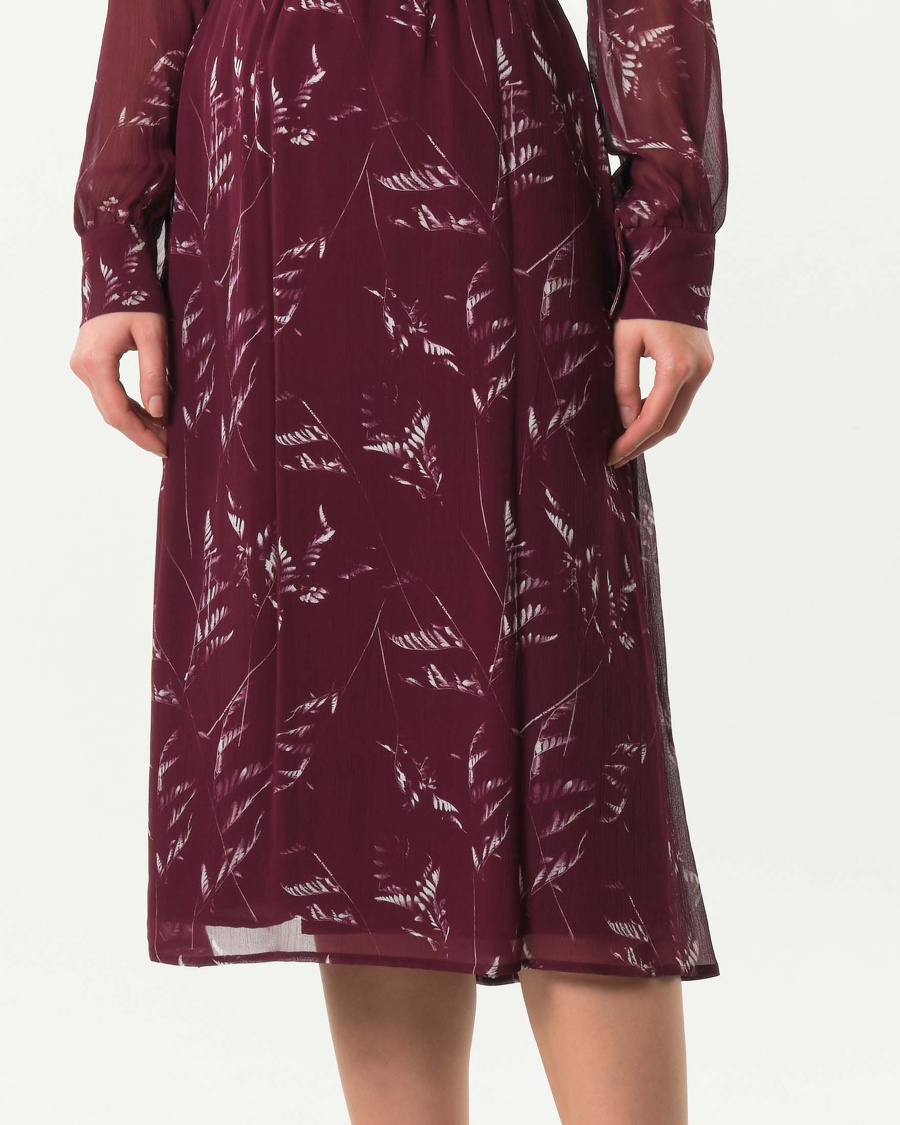 Gonna midi bordeaux Armani Exchange in viscosa a motivo serigrafico bianco image